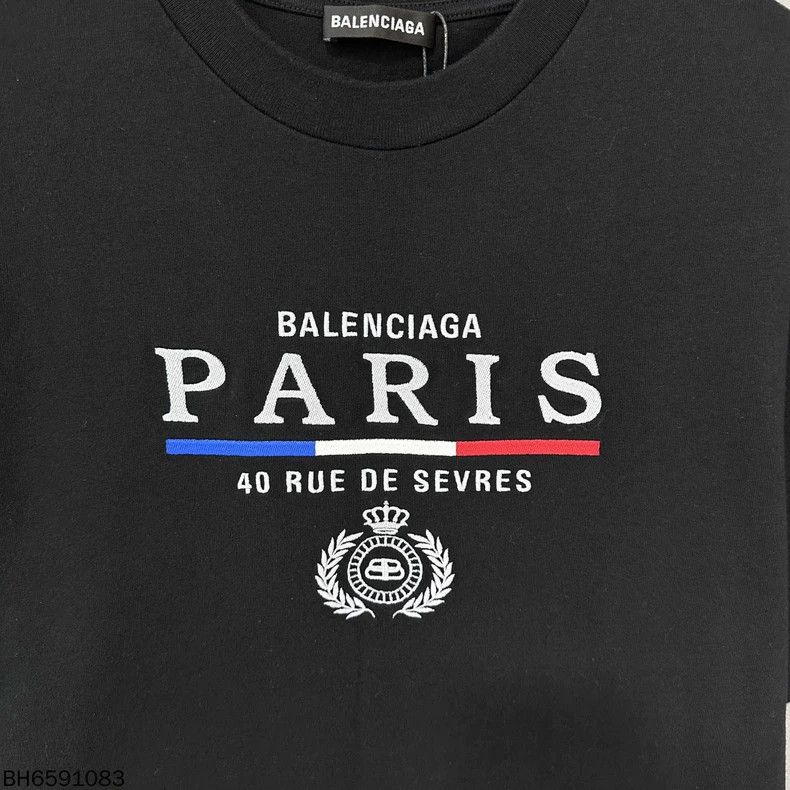 Balenciaga Balenciaga Black Embroidered Wheat Short Sleeve Size US S / EU 44-46 / 1 - 4 Thumbnail