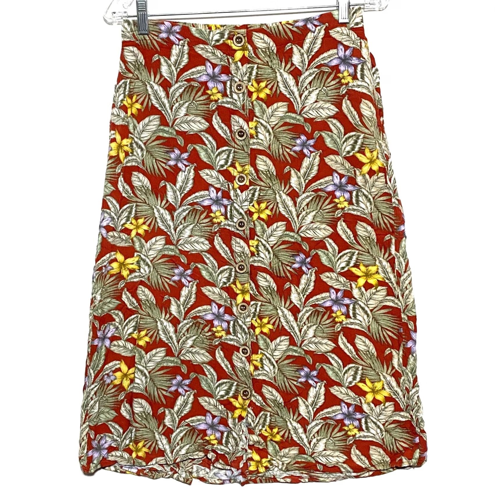 Vintage Aéropostale Tropical Button Midi Skirt Cami Crop Top Set M Boho Hawaiian Resort Skirt Tank Floral Beach Womens Set Size M / US 6-8 / IT 42-44 - 3 Thumbnail
