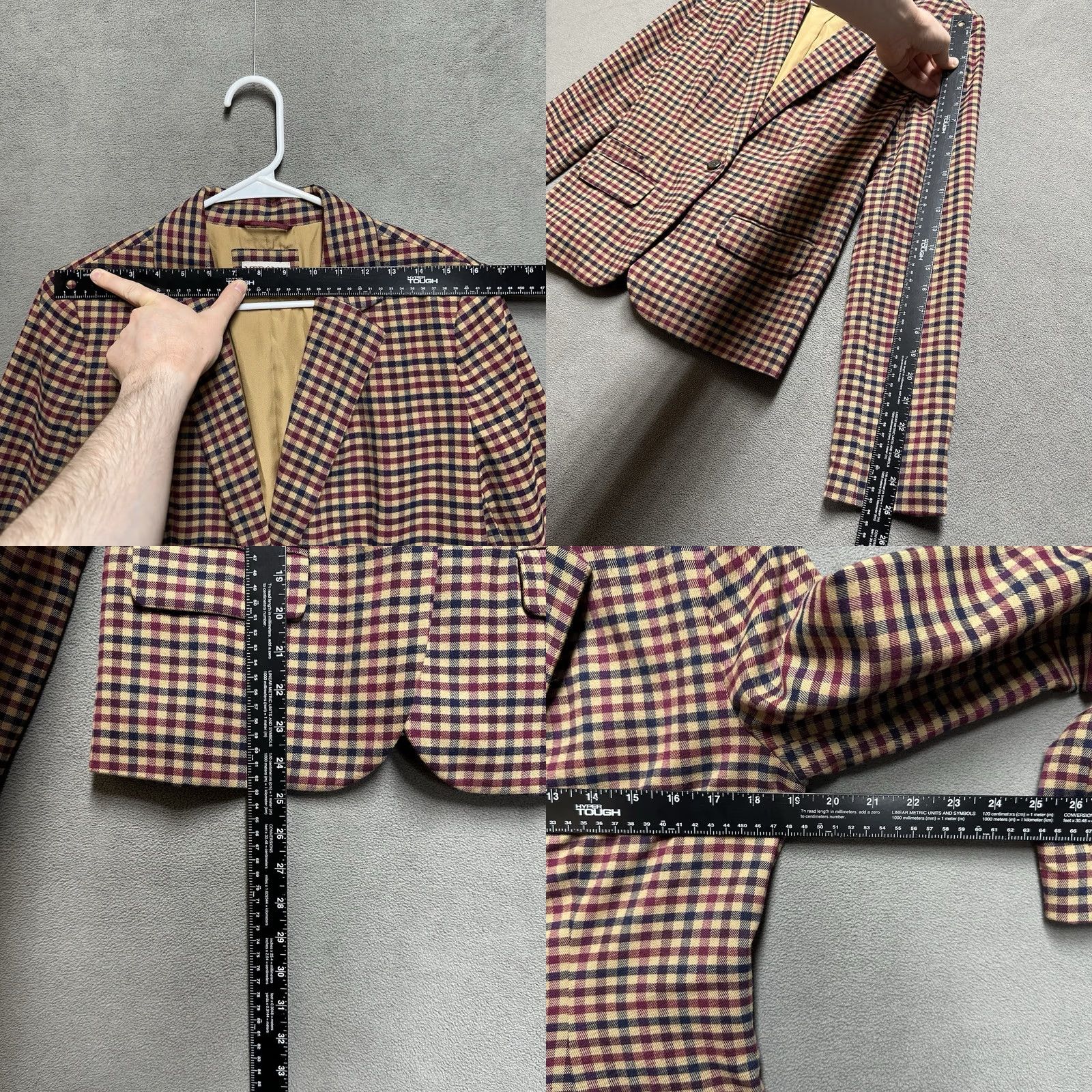 Merona Merona Blazer Womens 8 Maroon Beige Gingham Plaid One-Button Single-Breasted Jacket EUC Size M / US 6-8 / IT 42-44 - 8 Thumbnail