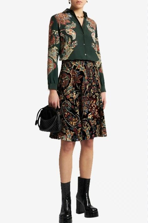 Etro ETRO flower printed A-line velvet skirt. Size 48 Size 34" / US 12 / IT 48 - 1 Thumbnail