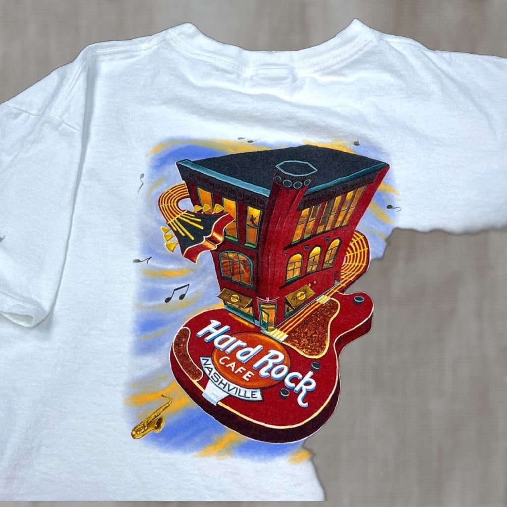 Hard Rock Cafe VINTAGE Hard Rock Cafe Shirt Men L White Graphic Print 90s Retro Logo T-Shirt Size US L / EU 52-54 / 3 - 1 Thumbnail