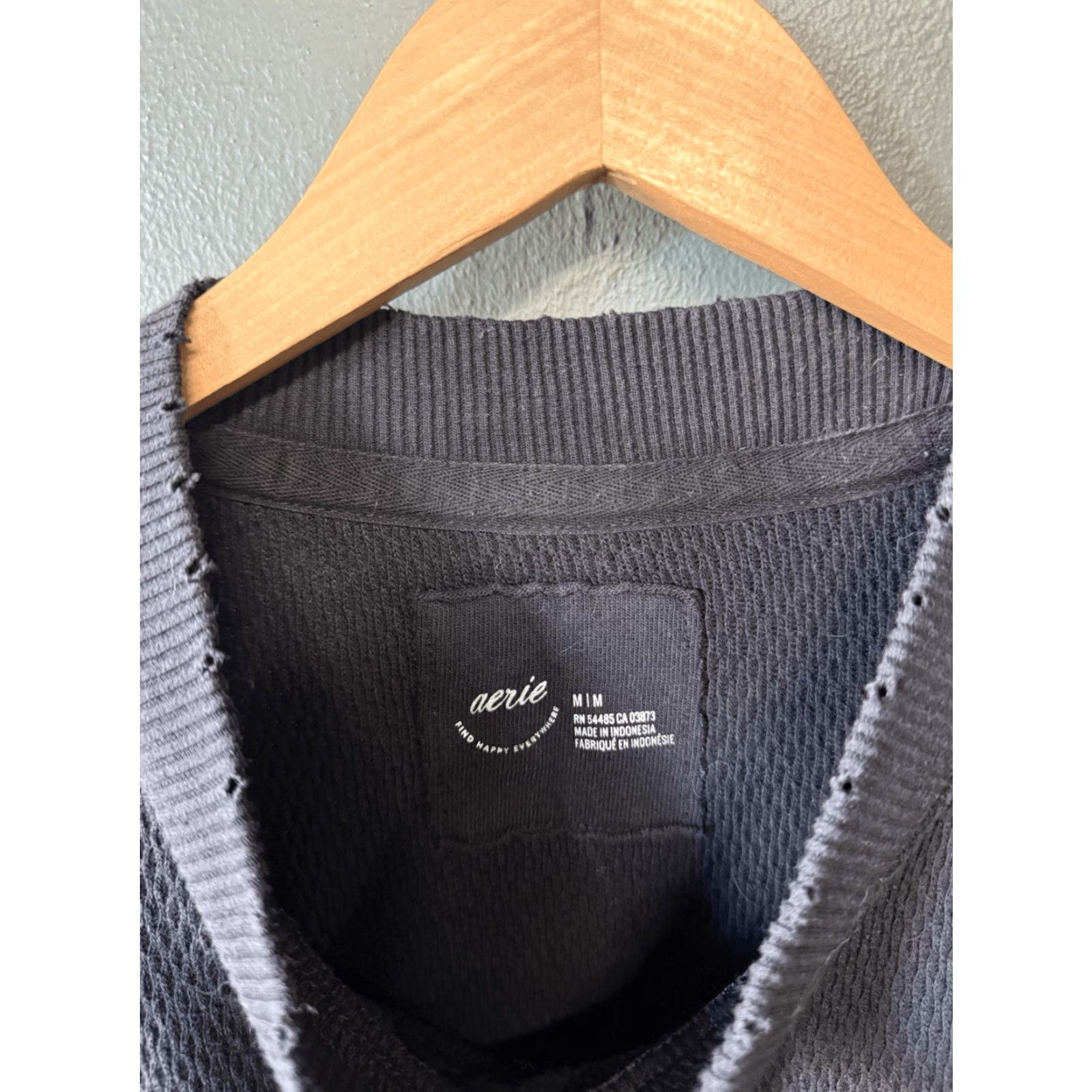 Vintage Aerie Womens Black Long Sleeve Ribbed Pullover Oversized Sweatshirt Size M Size M / US 6-8 / IT 42-44 - 3 Thumbnail