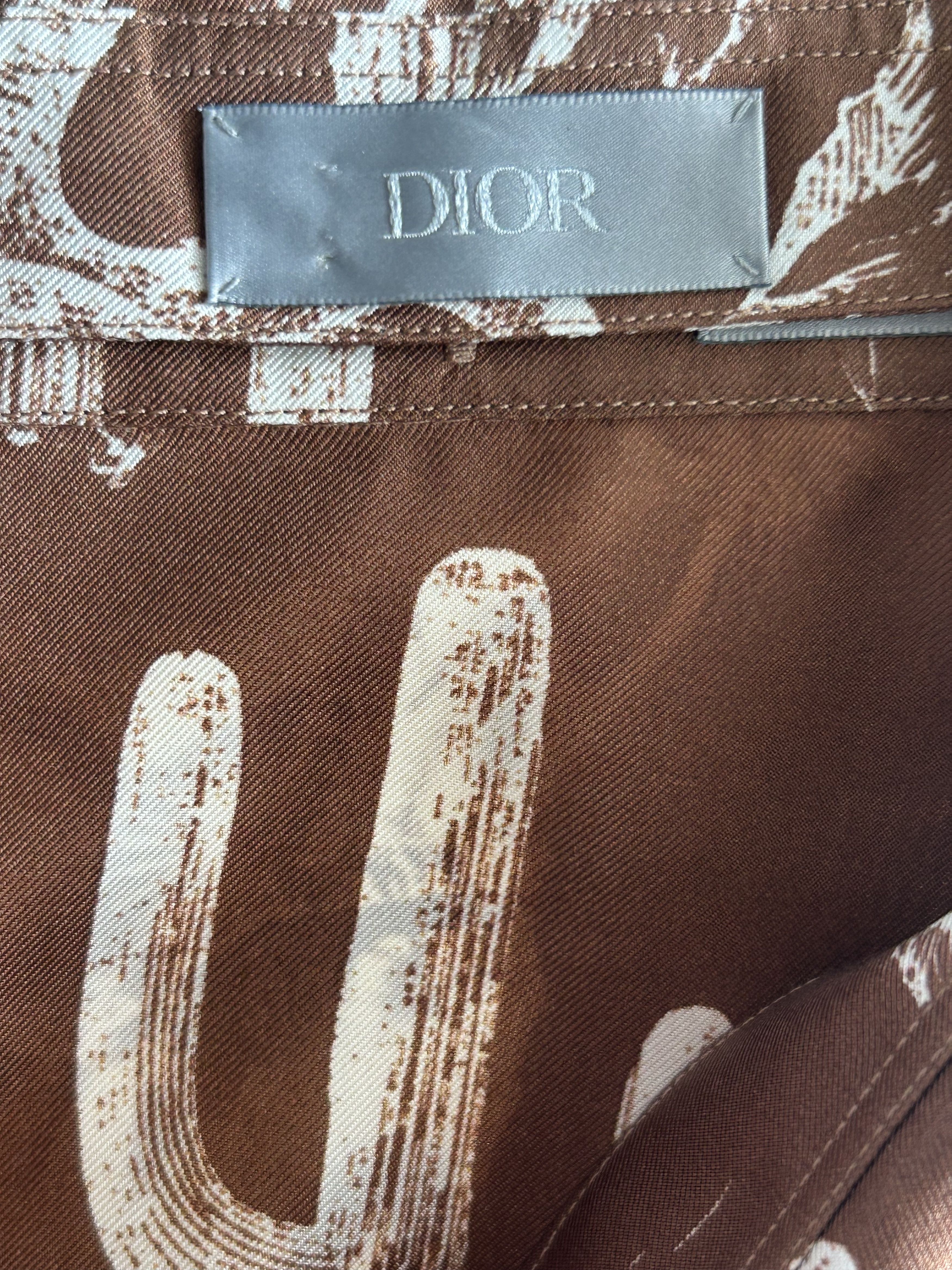 Dior Cactus Jack Brown & White Desert Print Silk Button Up Shirt Size US XXL / EU 58 / 5 - 3 Thumbnail