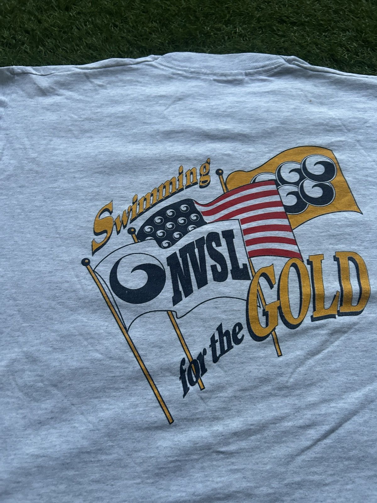 Vintage Vintage 90s NVSL Swimming for the Gold T-Shirt Size US XL / EU 56 / 4 - 5 Thumbnail