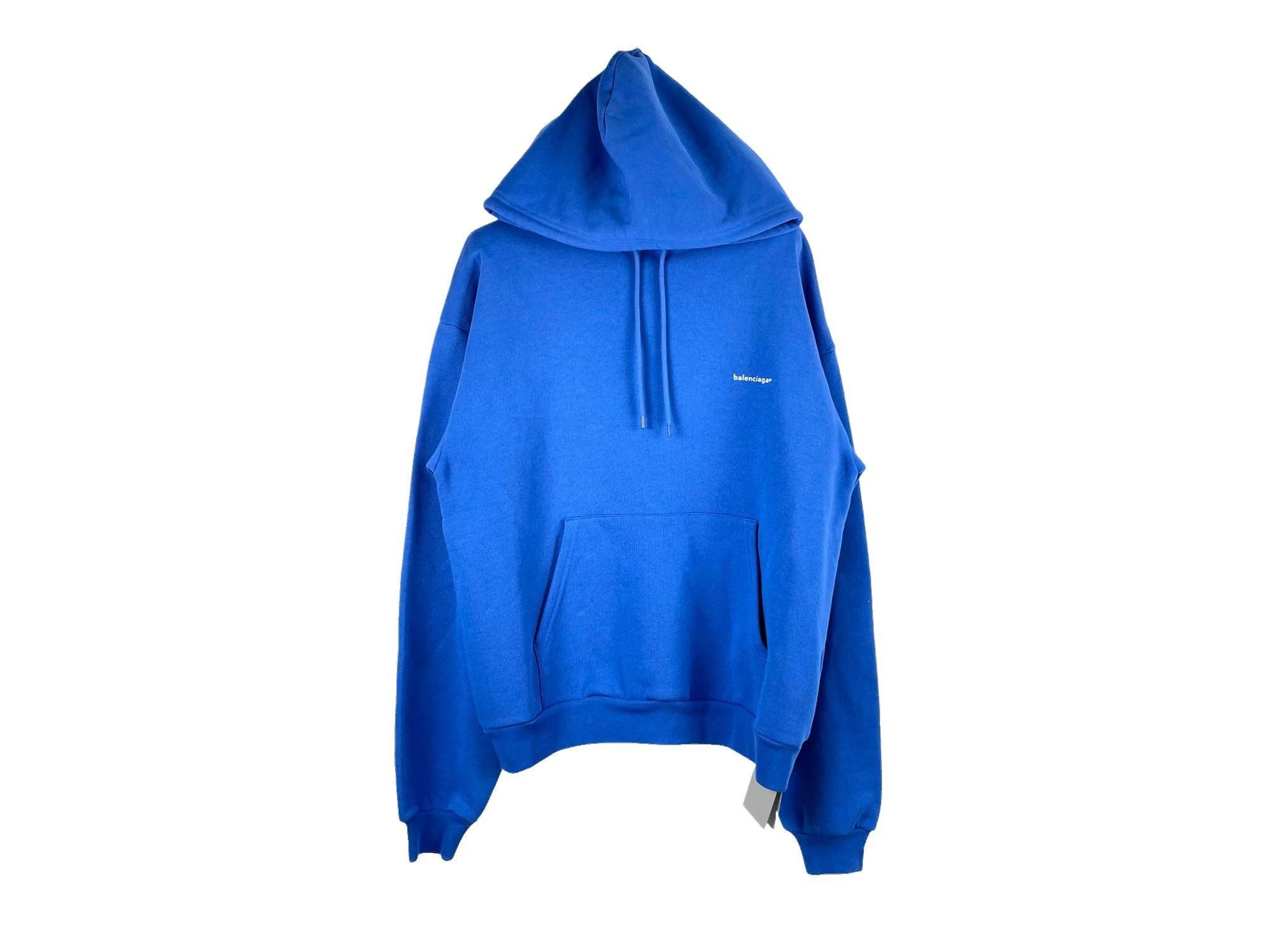 Balenciaga Balenciaga Blue Small Logo Oversized Hoodie Size US S / EU 44-46 / 1 - 1 Thumbnail