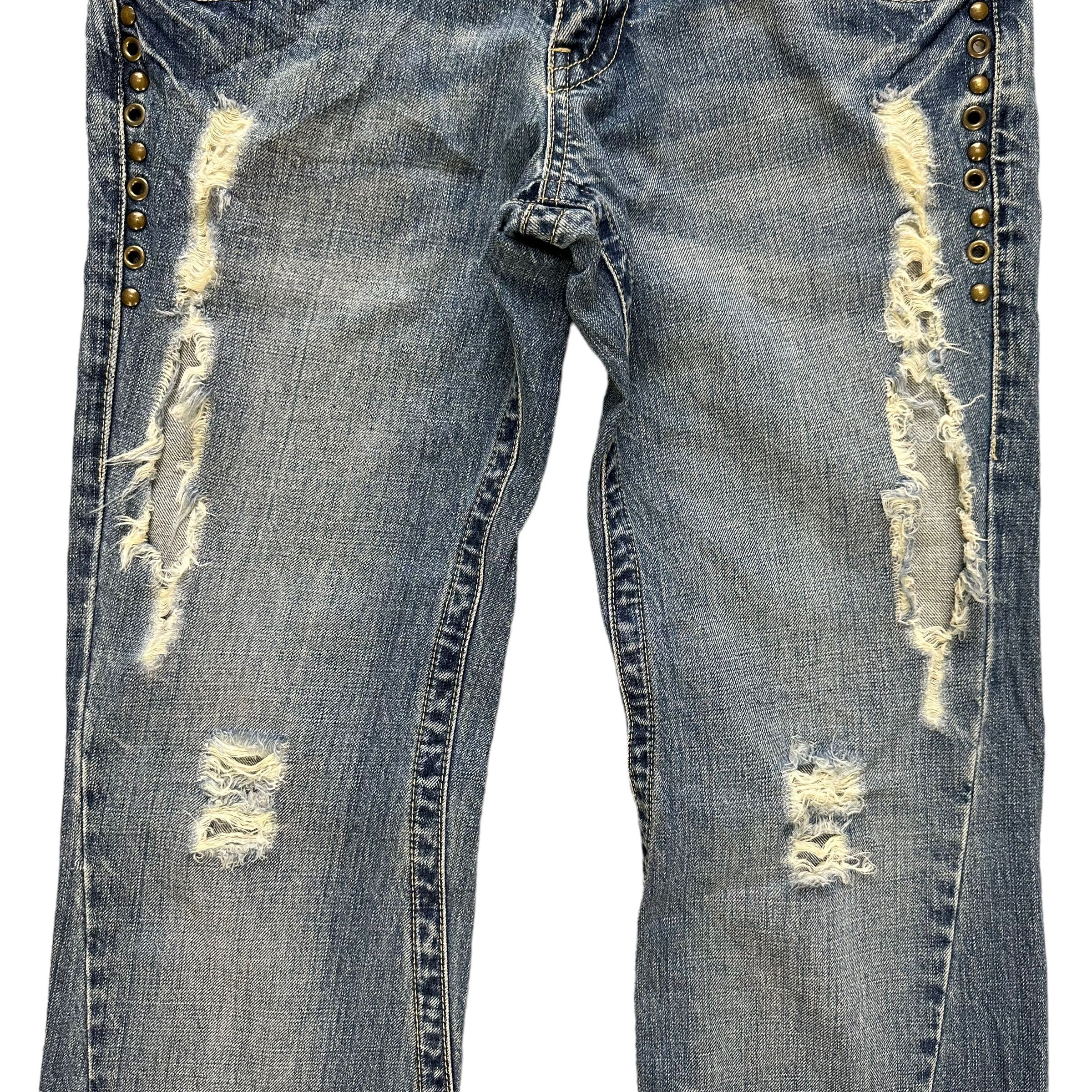 Tornado Mart TORNADO MART TWISTED FLARE STUDDED DISTRESSED JEAN #8505-012 Size 31" - 5 Thumbnail