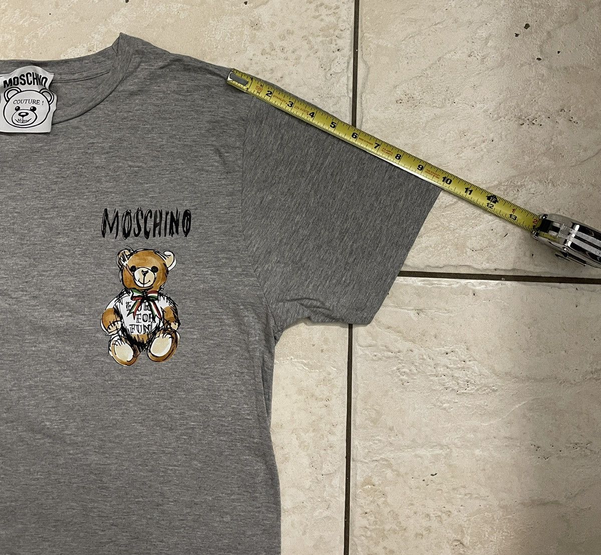 Moschino Moschino Men's Grey T-shirt Size US L / EU 52-54 / 3 - 4 Thumbnail