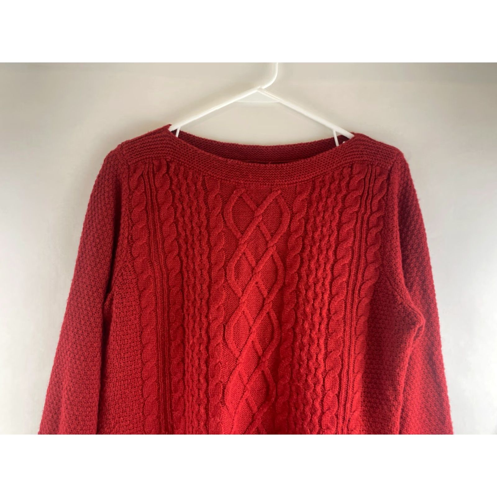 Croft & Barrow Croft & Barrow Sweater Women's Size Small Red Cable Knitted Pullover Boatneck Size S / US 4 / IT 40 - 3 Thumbnail