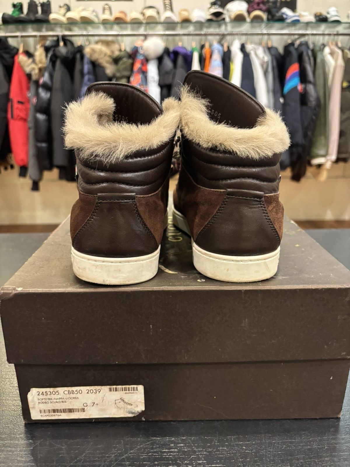 Gucci Gucci Brown Suede High Top Fur Sneakers Size US 7.5 / EU 40-41 - 3 Thumbnail