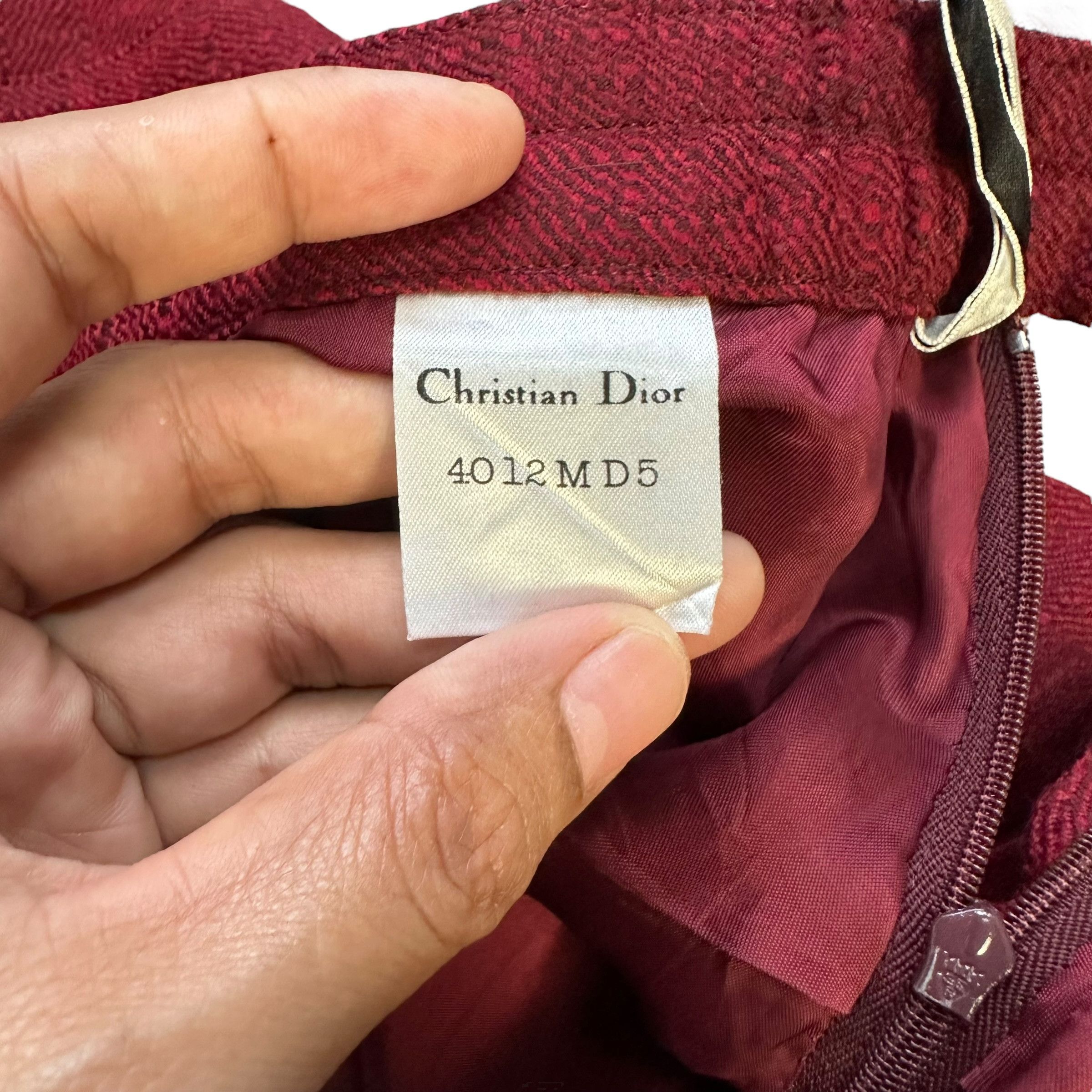 Christian Dior Monsieur Vintage CHRISTIAN DIOR Maroon Midi Skirt W28 #A44-1031 Size 28" / US 6 / IT 42 - 4 Thumbnail