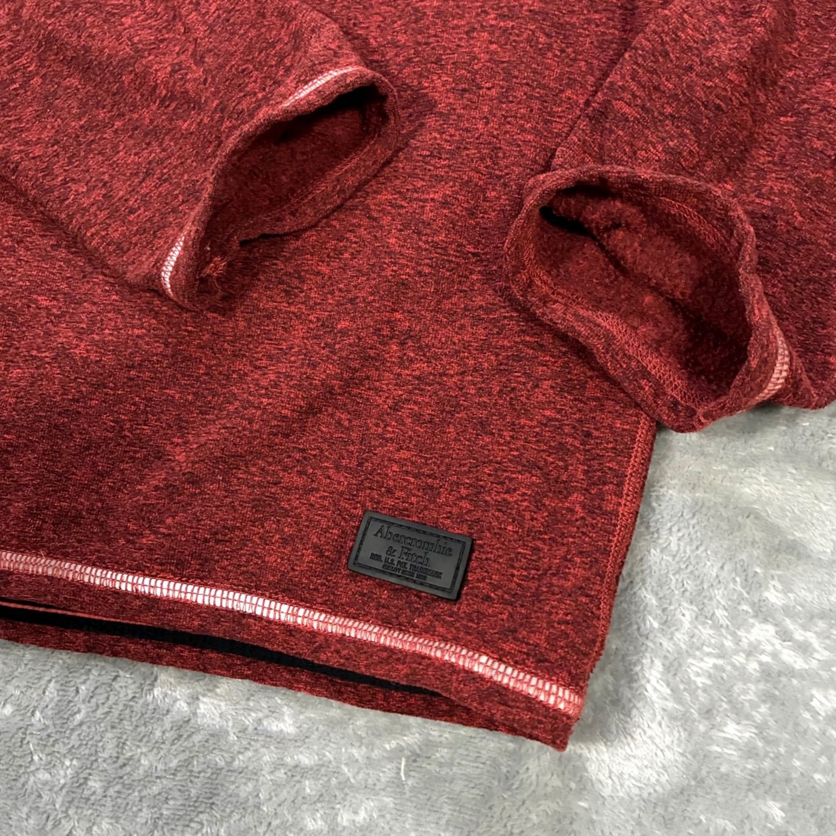 Abercrombie & Fitch Abercrombie Fitch Mens Red Heathered 1/4 Zip Pullover Sweater Men's XLarge Size US XL / EU 56 / 4 - 4 Thumbnail