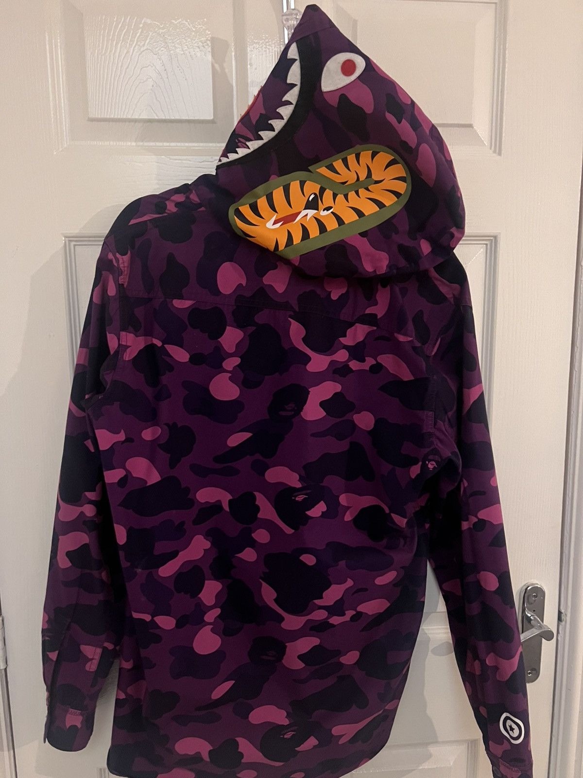 Bape Rare BAPE A Bathing Ape Purple Camo Shark Button Shirt Size US XL / EU 56 / 4 - 3 Thumbnail