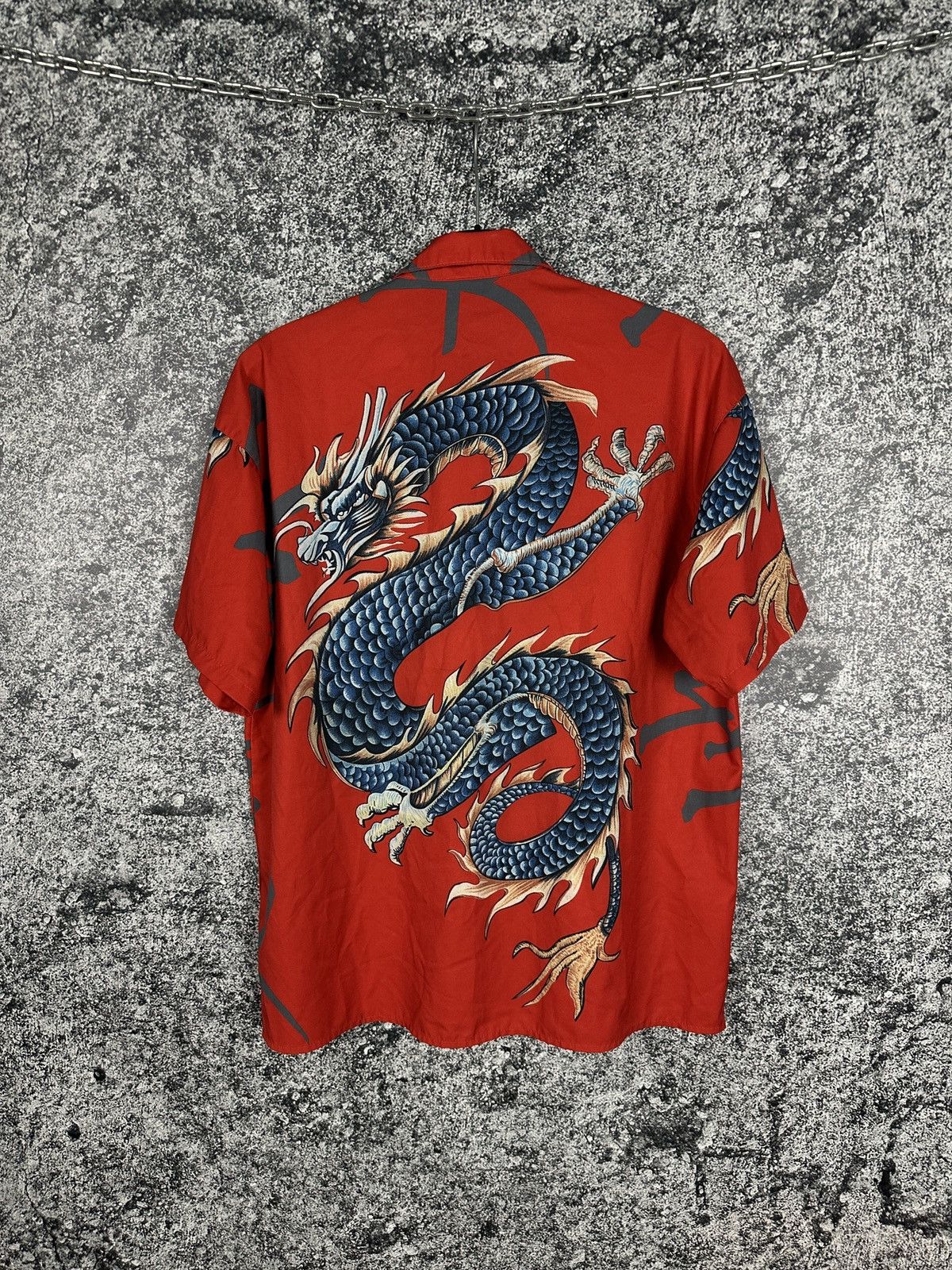Japanese Brand Dragon Print Y2K Shirt Short Sleeve Button Up Hawaiian Style Size US XL / EU 56 / 4 - 7 Thumbnail