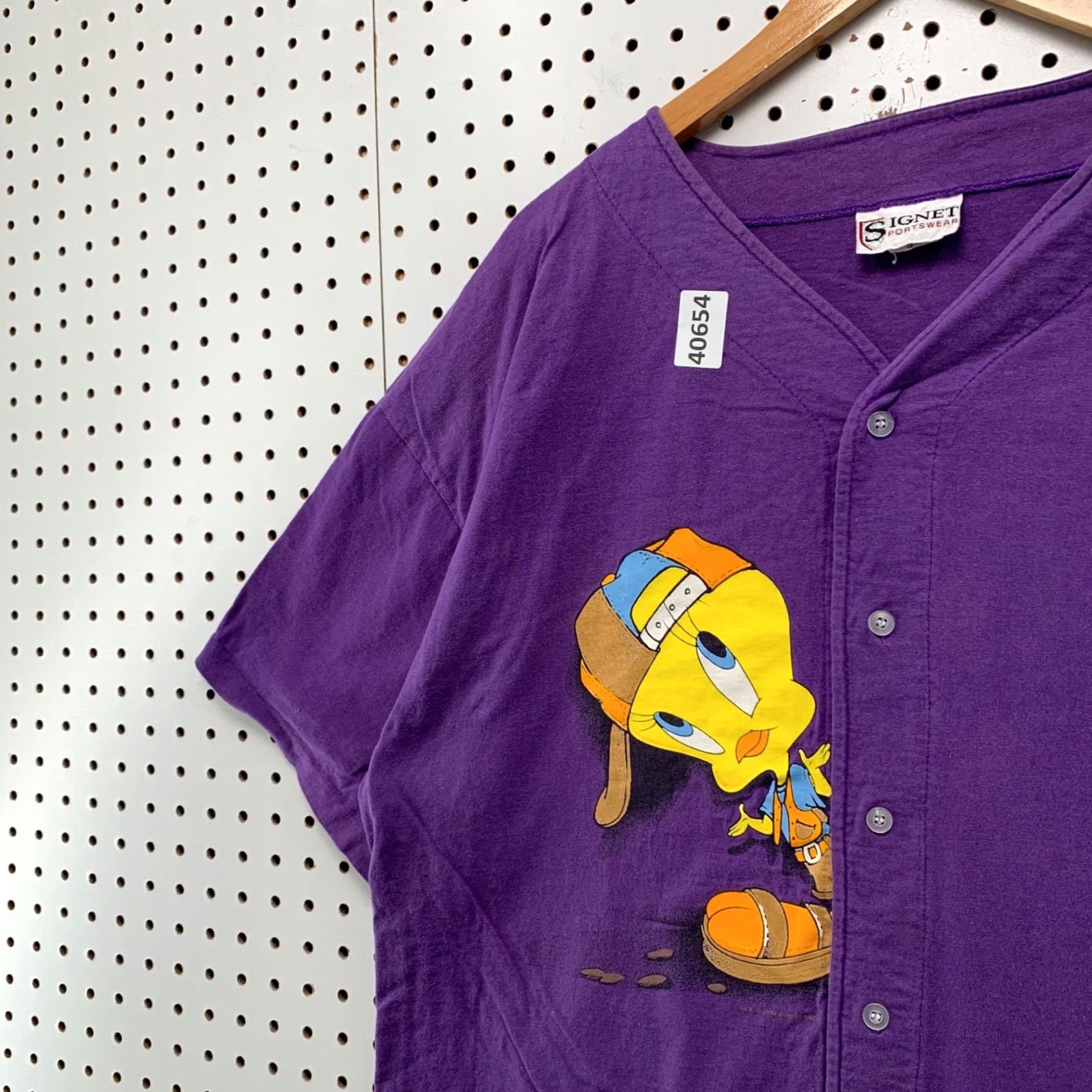 Vintage VINTAGE Looney Tunes Tweety Baseball Shirt Mens XL Purple Hip Hop Made USA Size US XL / EU 56 / 4 - 6 Thumbnail