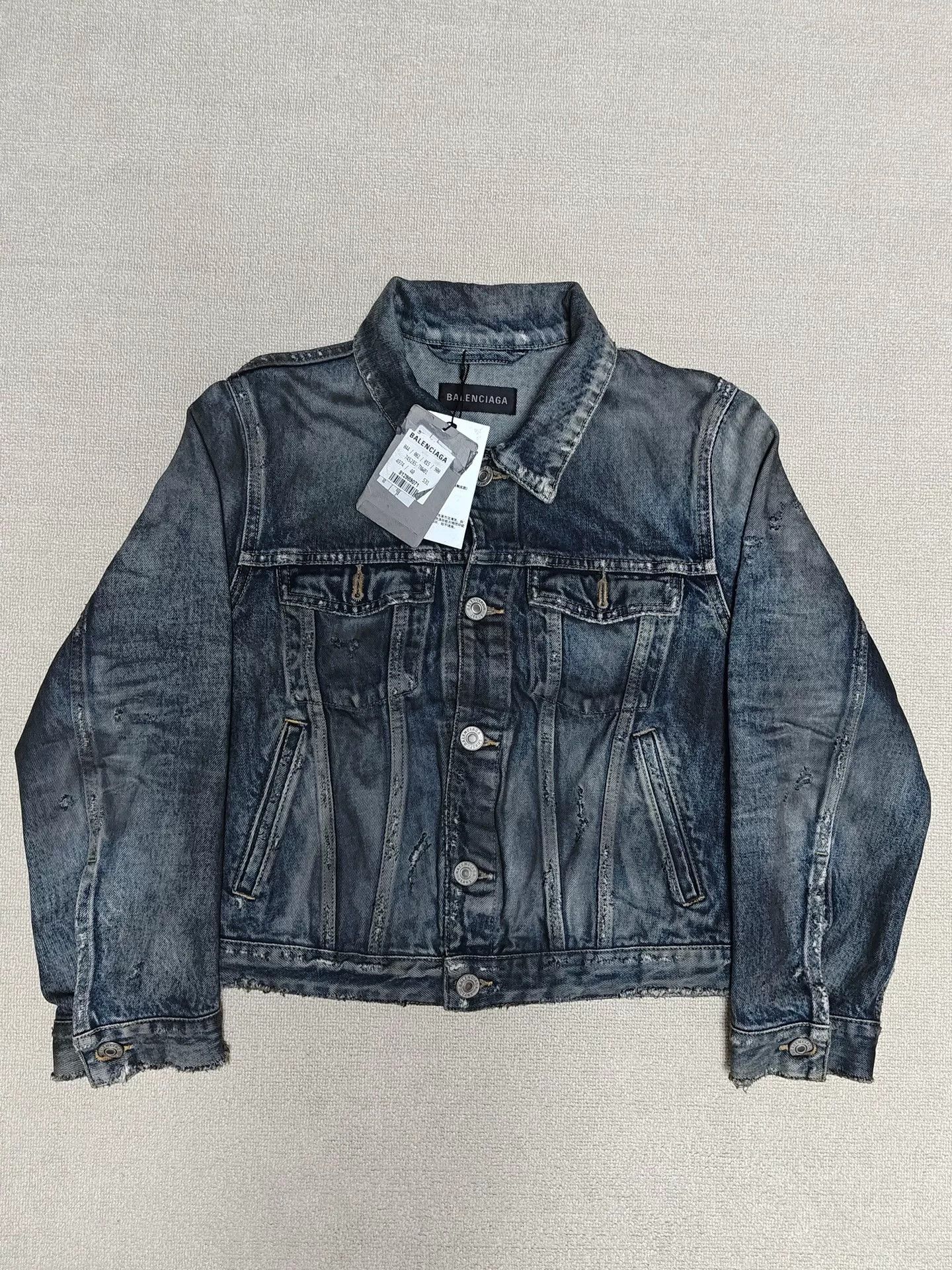 Balenciaga Balenciaga 23ss Mud-Dyed Distressed Denim Jacket Size US XXS / EU 40 - 1 Thumbnail