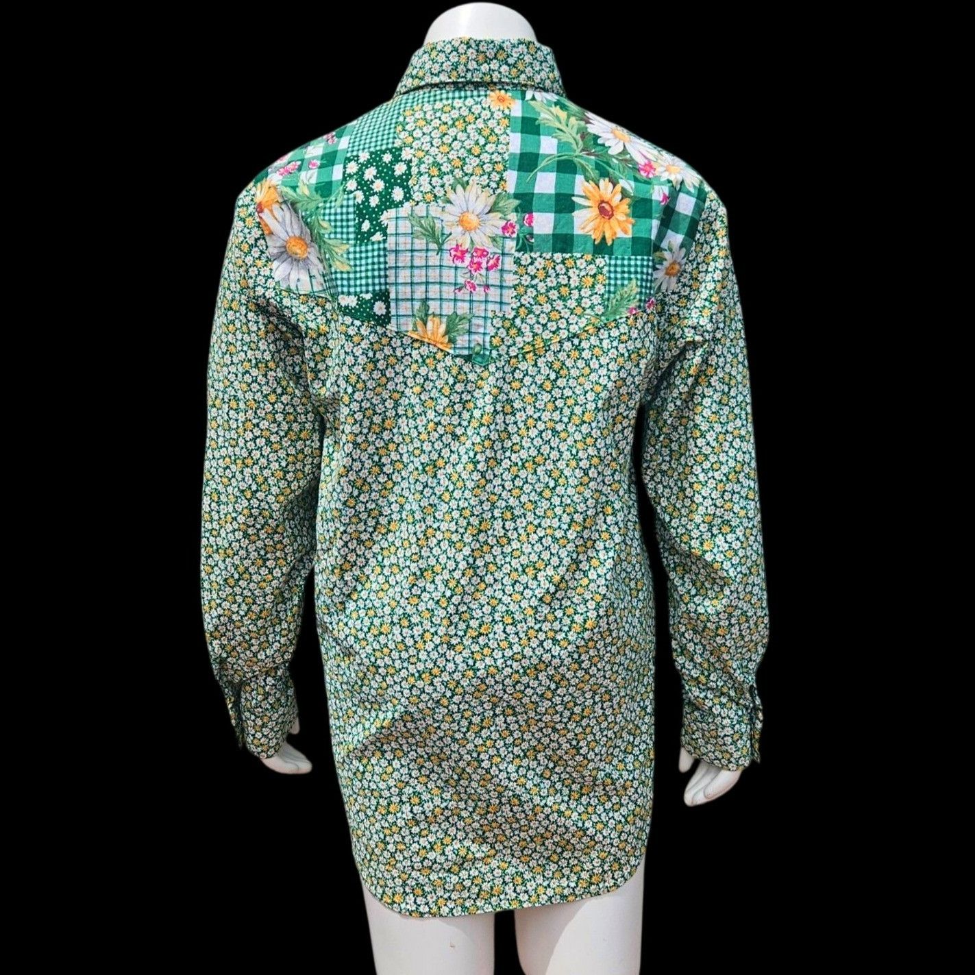 Handmade 70s 80s Handmade Western Snap Shirt Daisy Floral Patchwork C Size US L / EU 52-54 / 3 - 4 Thumbnail
