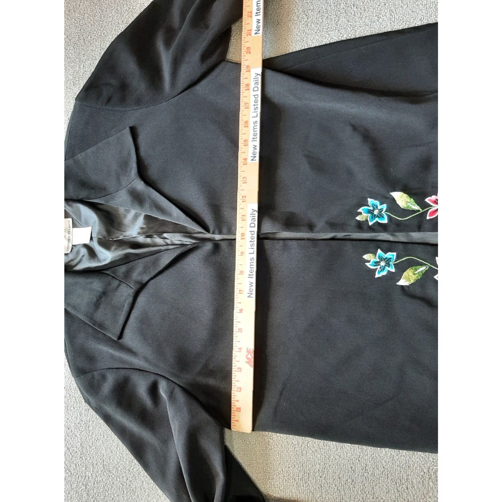 Vintage Platinum Stephen Yearick Jacket Women's S Black Floral Open Front Jacket Size S / US 4 / IT 40 - 5 Thumbnail