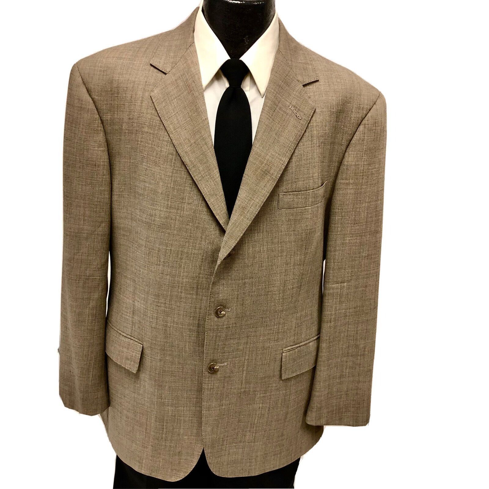 Polo Ralph Lauren Vtg POLO Ralph Lauren Beige Gray Sport Coat 3 Btn Jacket Size 44R - 1 Thumbnail
