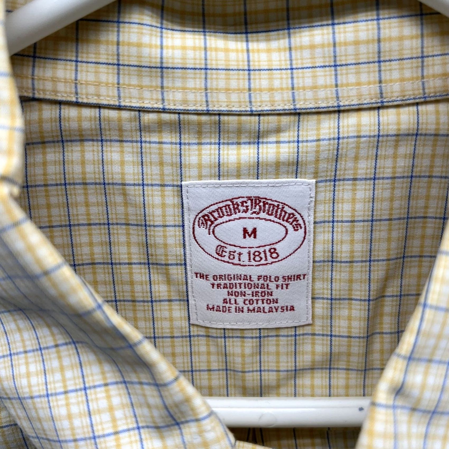 Brooks Brothers Brooks Brothers Shirt Mens M Yellow Plaid Short Sleeve Button Front Collar Down Non-Iron Pocket Classic Fit Regular Size M Boys? No Size US M / EU 48-50 / 2 - 2 Thumbnail