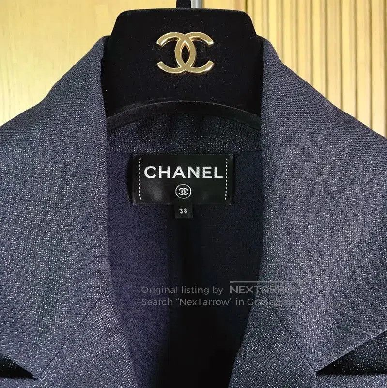 Chanel Chanel Wool Blend Long Sleeve Dress in Navy . Size S / US 4 / IT 40 - 7 Thumbnail