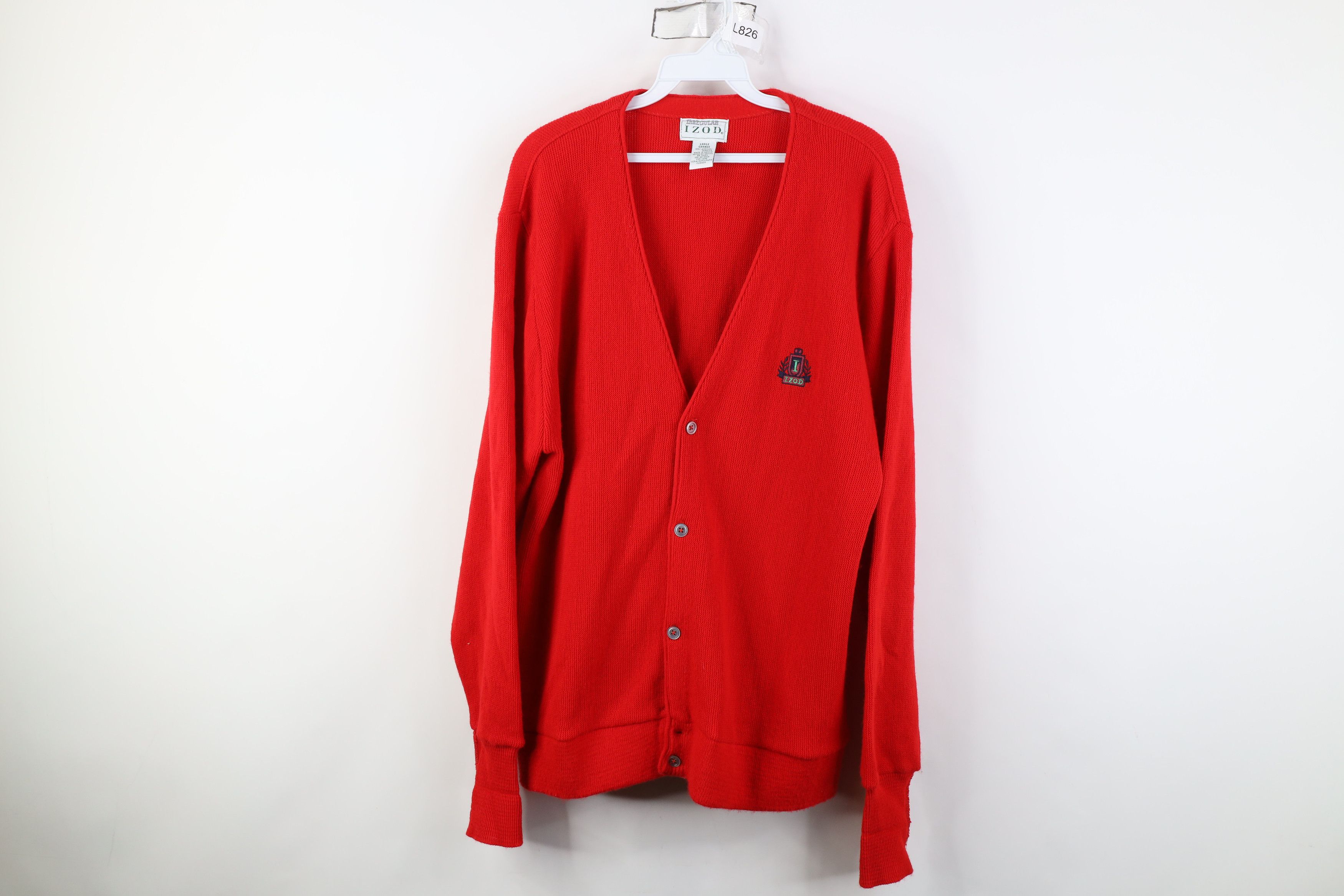 Izod Vintage 90s Izod Knit Button Cardigan Sweater Red Acrylic Size US L / EU 52-54 / 3 - 1 Thumbnail