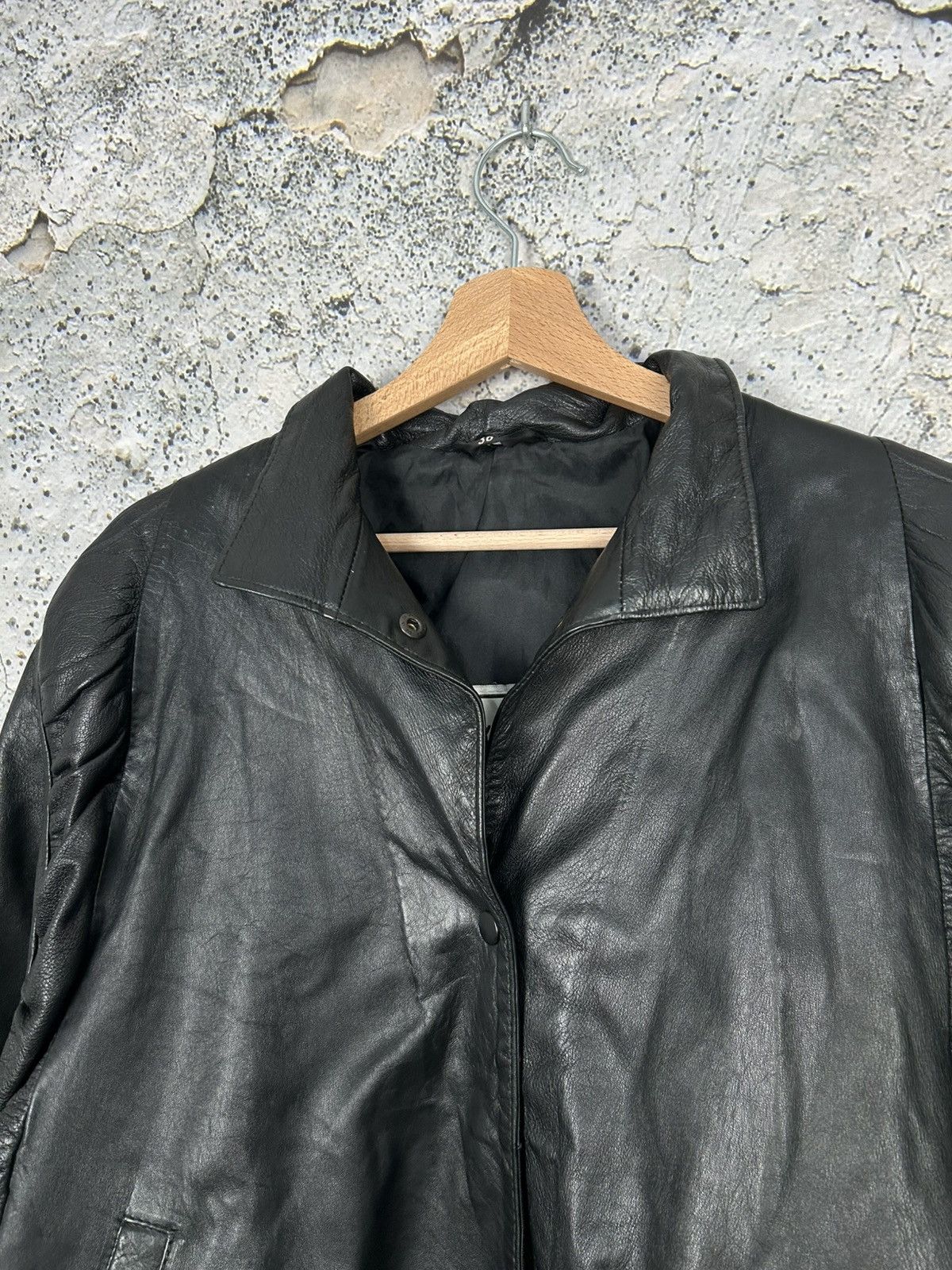 Genuine Leather Vintage Genuine Leather Black Avant Garde Jacket Grunge Size US M / EU 48-50 / 2 - 3 Thumbnail
