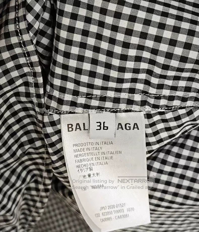 Balenciaga Balenciaga Long Sleeve Black and White Plaid Shirt with Ba Size XS / US 0-2 / IT 36-38 - 5 Thumbnail