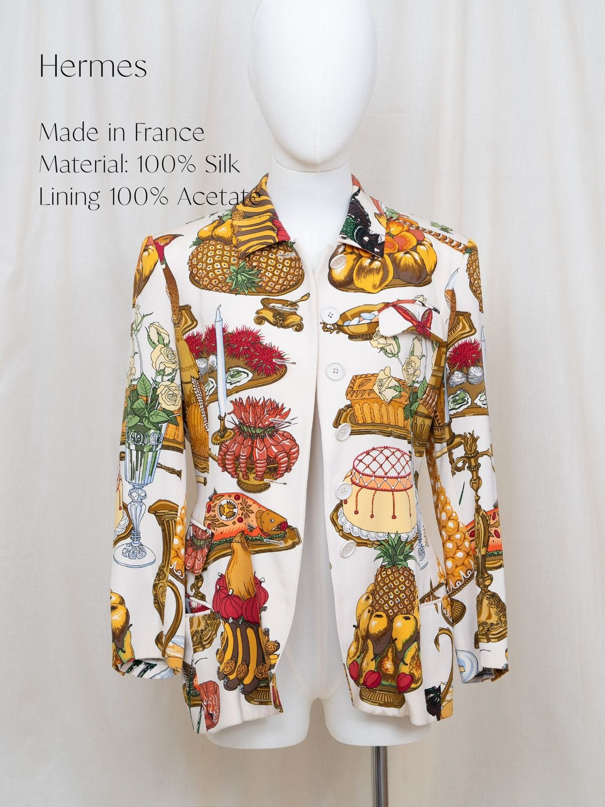 Hermes Hermès Fruit and Dessert Print Jacket Size S / US 4 / IT 40 - 1 Thumbnail