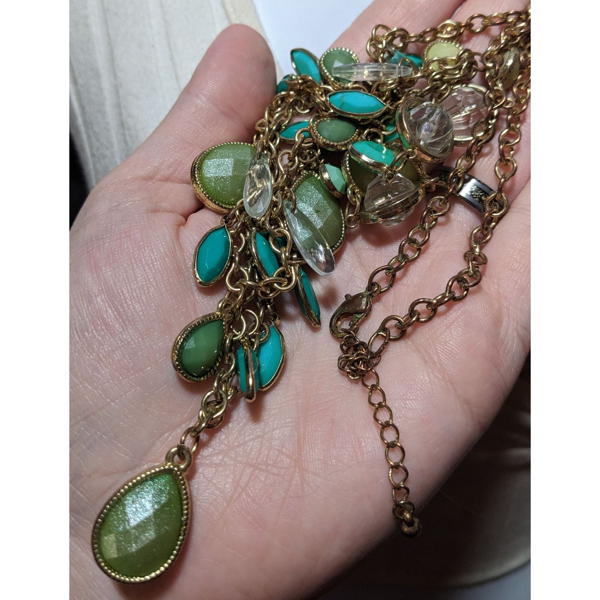 Other Festival Glam Multilayer Green And Teal Gemmed Necklace Size ONE SIZE - 7 Thumbnail