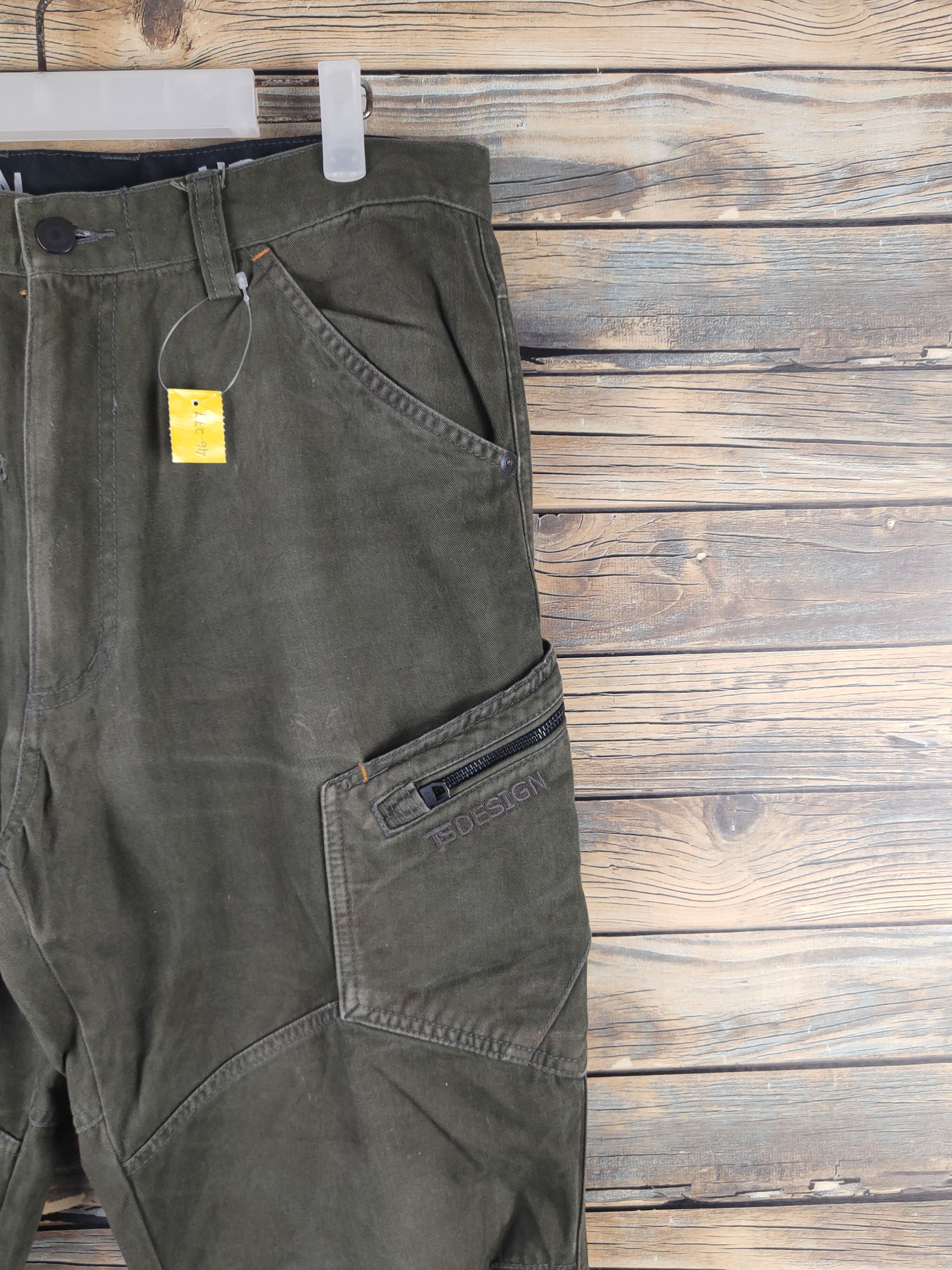 Japanese Brand DL TS Design Dark Olive Multipocket Cargo Pants #46-277T Size US 33 - 7 Thumbnail
