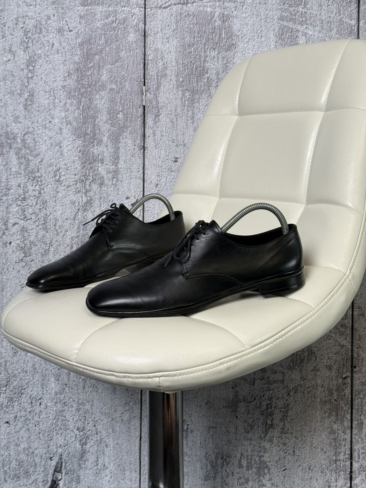 Prada PRADA Men’s Black Leather Lace Up Dress Derby Dress Shoes Size US 8.5 / EU 41-42 - 1 Thumbnail