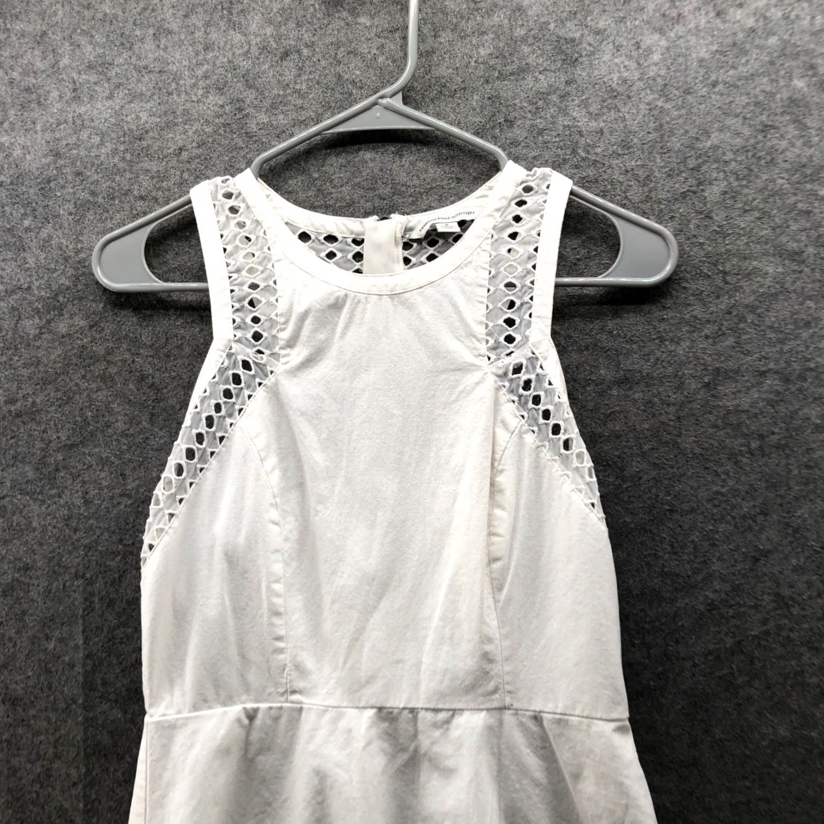 American Eagle Outfitters American Eagle Fit Flare Dress Womens 6 White Cotton Lace Summer A-Line Size M / US 6-8 / IT 42-44 - 3 Thumbnail