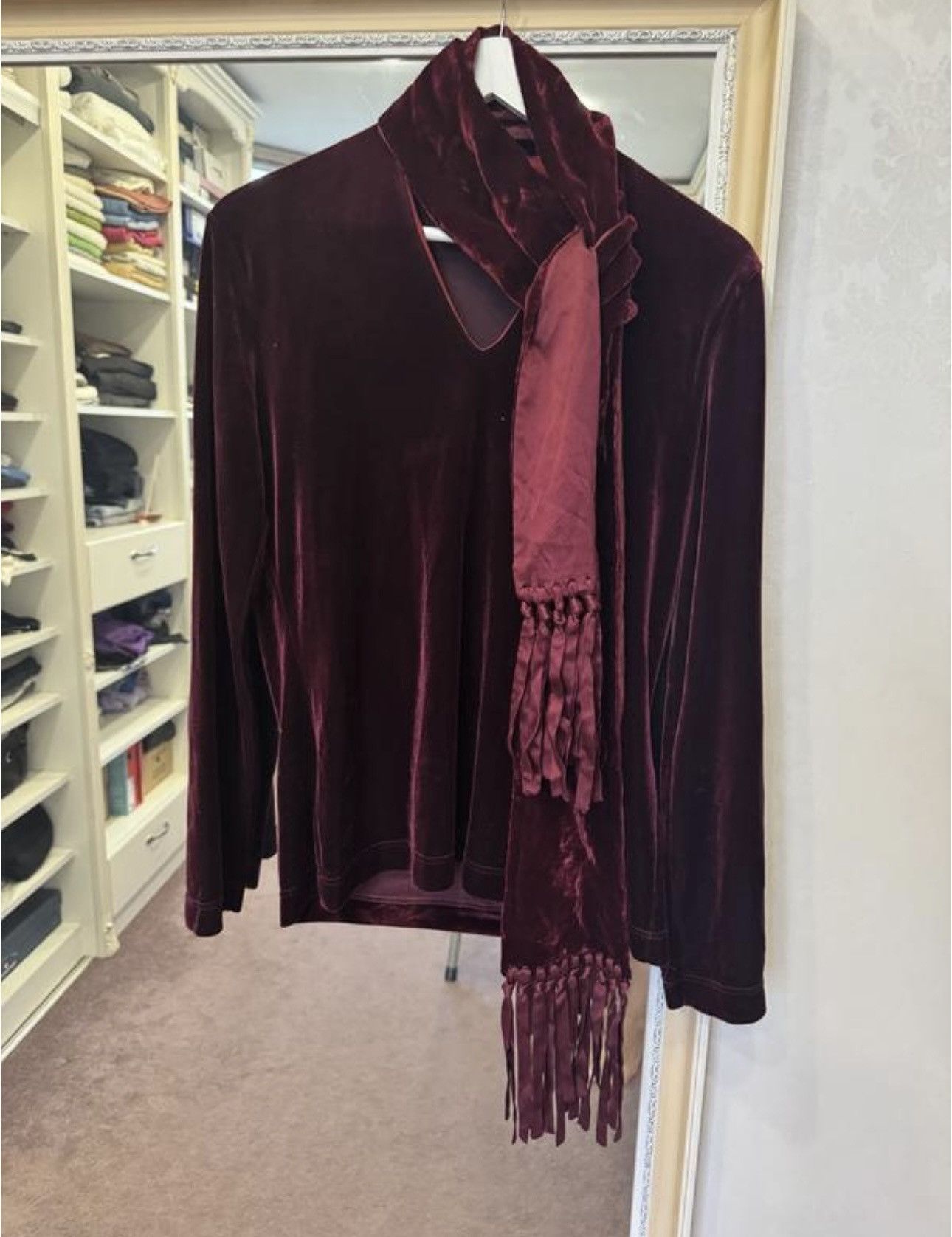 Yves Saint Laurent Yves Saint Laurent rive gauche 1990s archive velour blouse Size L / US 10 / IT 46 - 6 Thumbnail