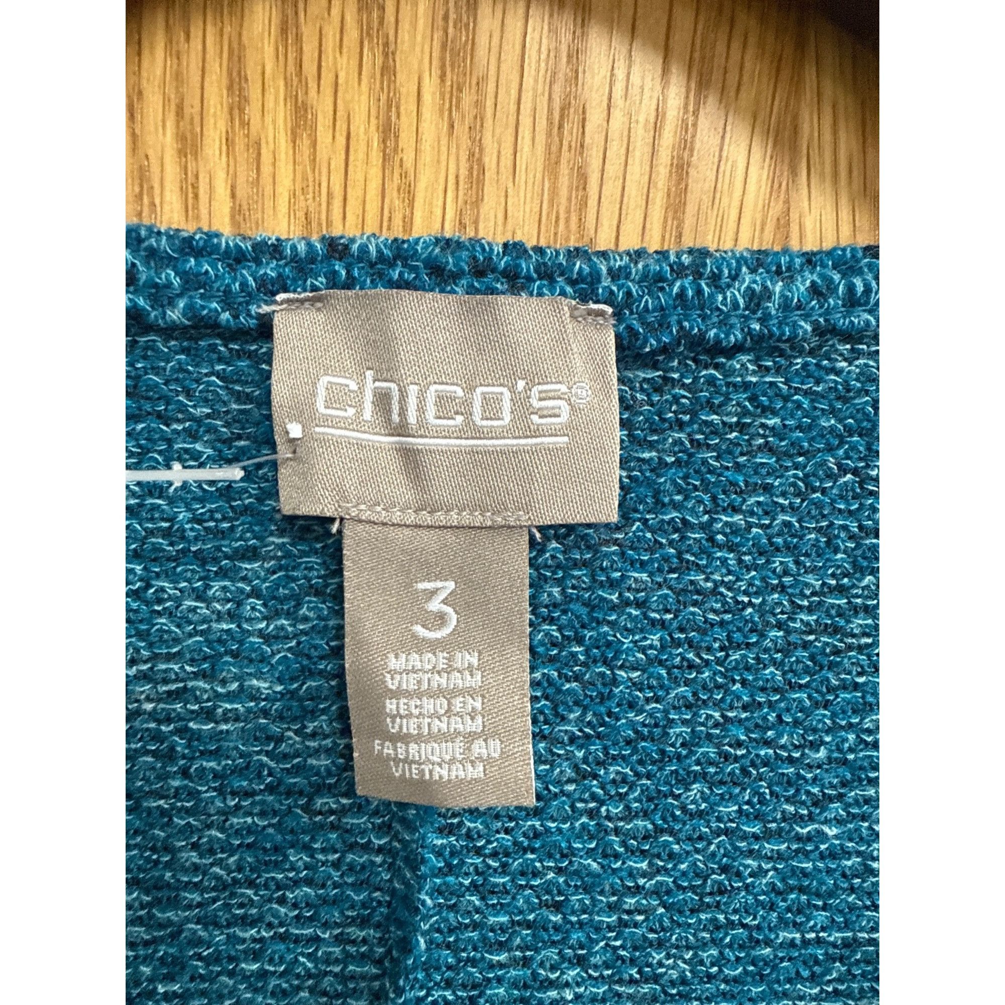 Chicos Chicos CoziSoft Blue Long-Sleeve V-Neck Knit Top Size 3 Poly Size ONE SIZE - 2 Thumbnail