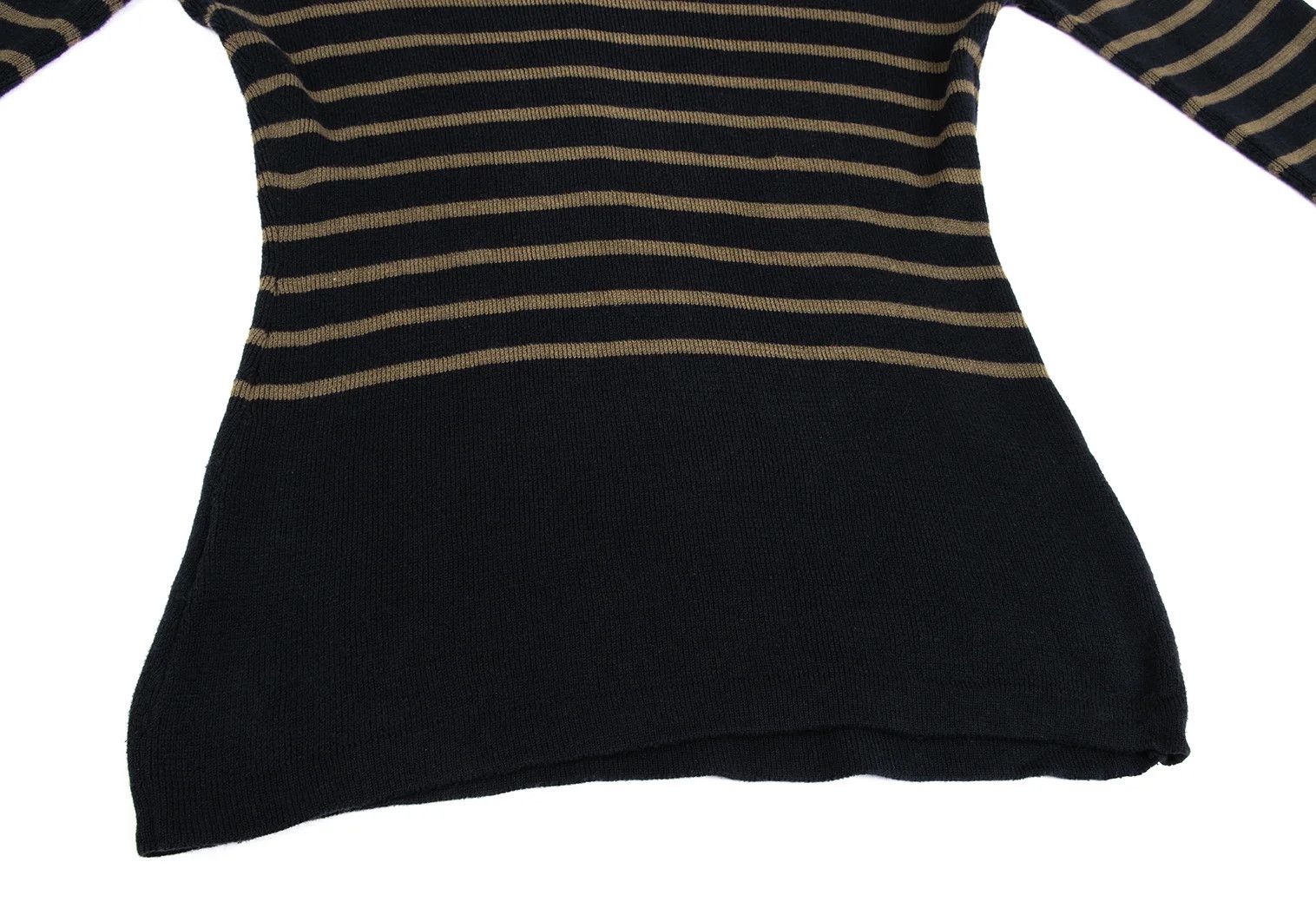 Jean Paul Gaultier Tower Print Striped Knit Sweater in Navy Khaki, Size 48 Size US M / EU 48-50 / 2 - 10 Thumbnail