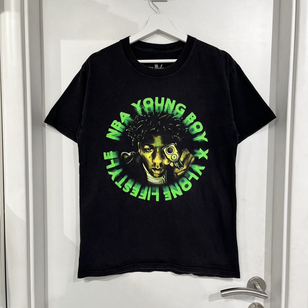 Vlone NBA Youngboy x Vlone Black on Slime Green Tee | Grailed