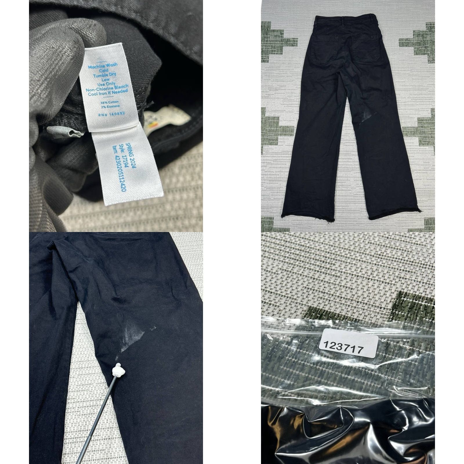 Marine Layer Marine Layer Bridget Full Length Pants 8 Black Cotton Raw Hem Wide Leg Womens Size 30" / US 8 / IT 44 - 8 Thumbnail