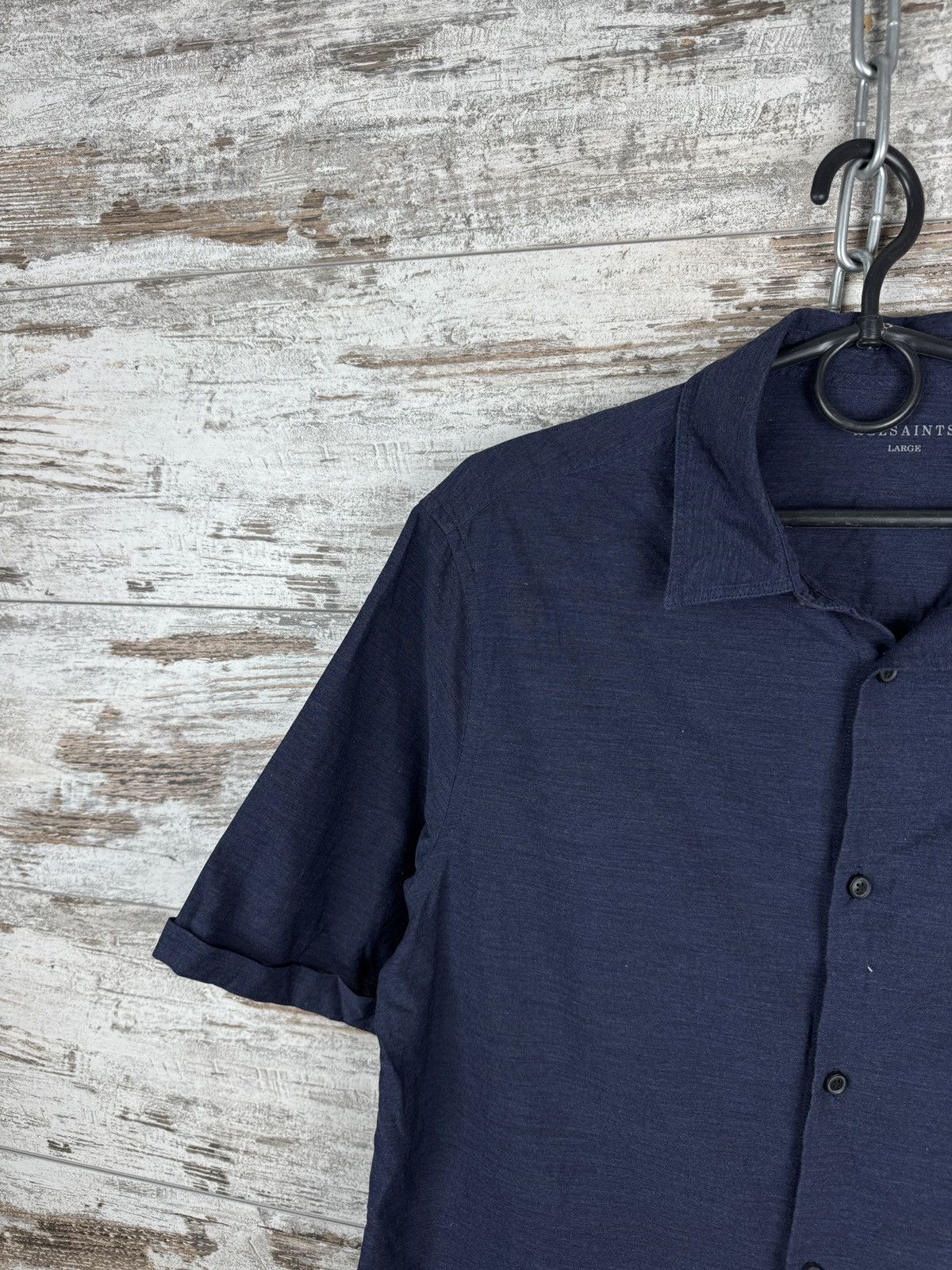 Allsaints × Japanese Brand Mens Vintage AllSaints Avila SS Shirts button up luxury navy Size US L / EU 52-54 / 3 - 4 Thumbnail