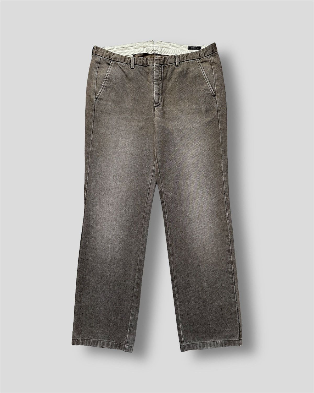 image of Prada Fw04 Runway Faded Heavy Denim Pants Jeans Y2K Grunge in Grey, Men's (Size 36)