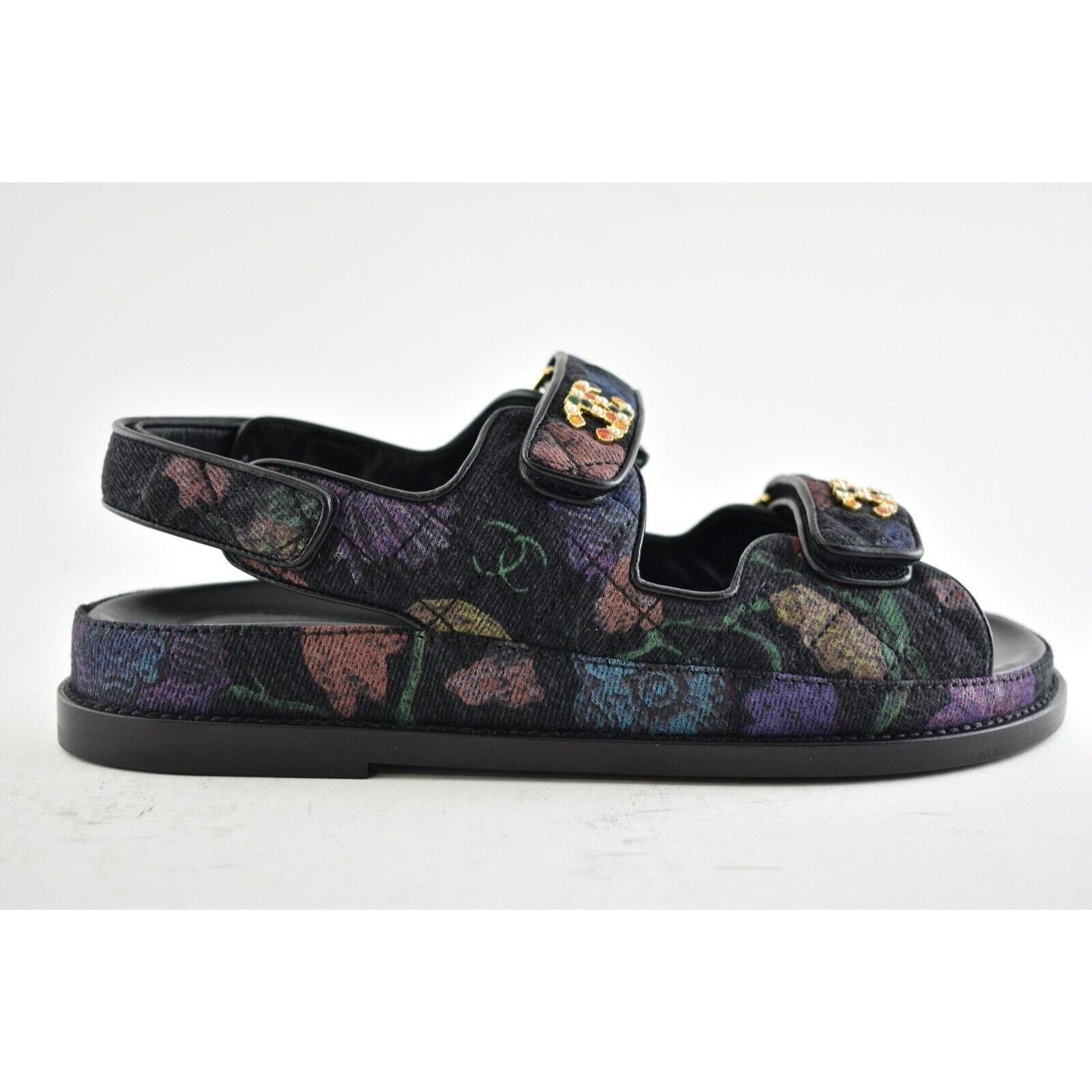 Chanel Chanel 21A Black Denim Graffiti CC Logo Mule Slide Strap Size US 8.5 / IT 38.5 - 3 Thumbnail