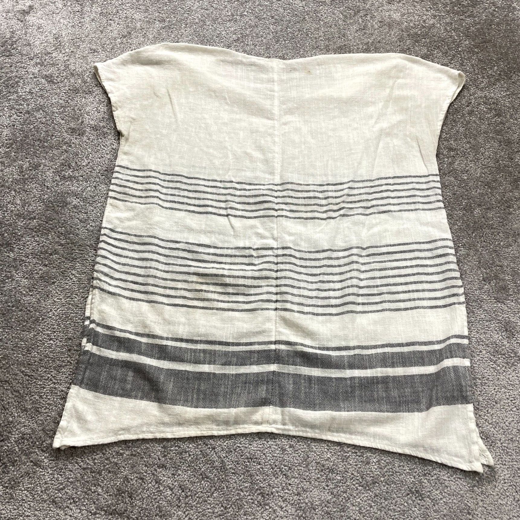 Vintage Kona Sol Linen Ramie Beach Cover Up Women M White Striped Sleeveless V-Neck Size ONE SIZE - 2 Thumbnail