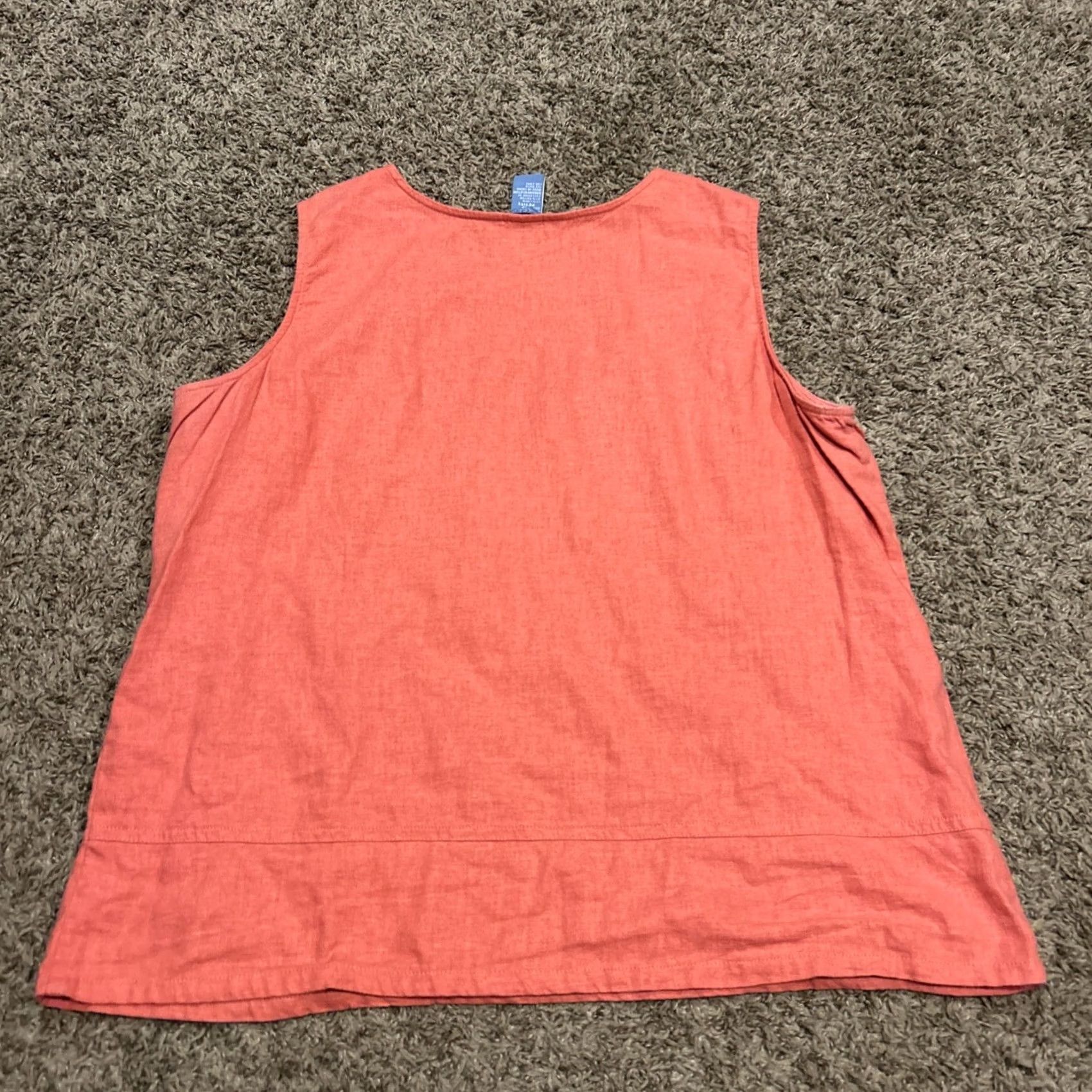 Vintage Napa Valley Blouse Women’s 14P Linen Blend Sleeveless Salmon Lightweight Beaded Size XL / US 12-14 / IT 48-50 - 3 Thumbnail