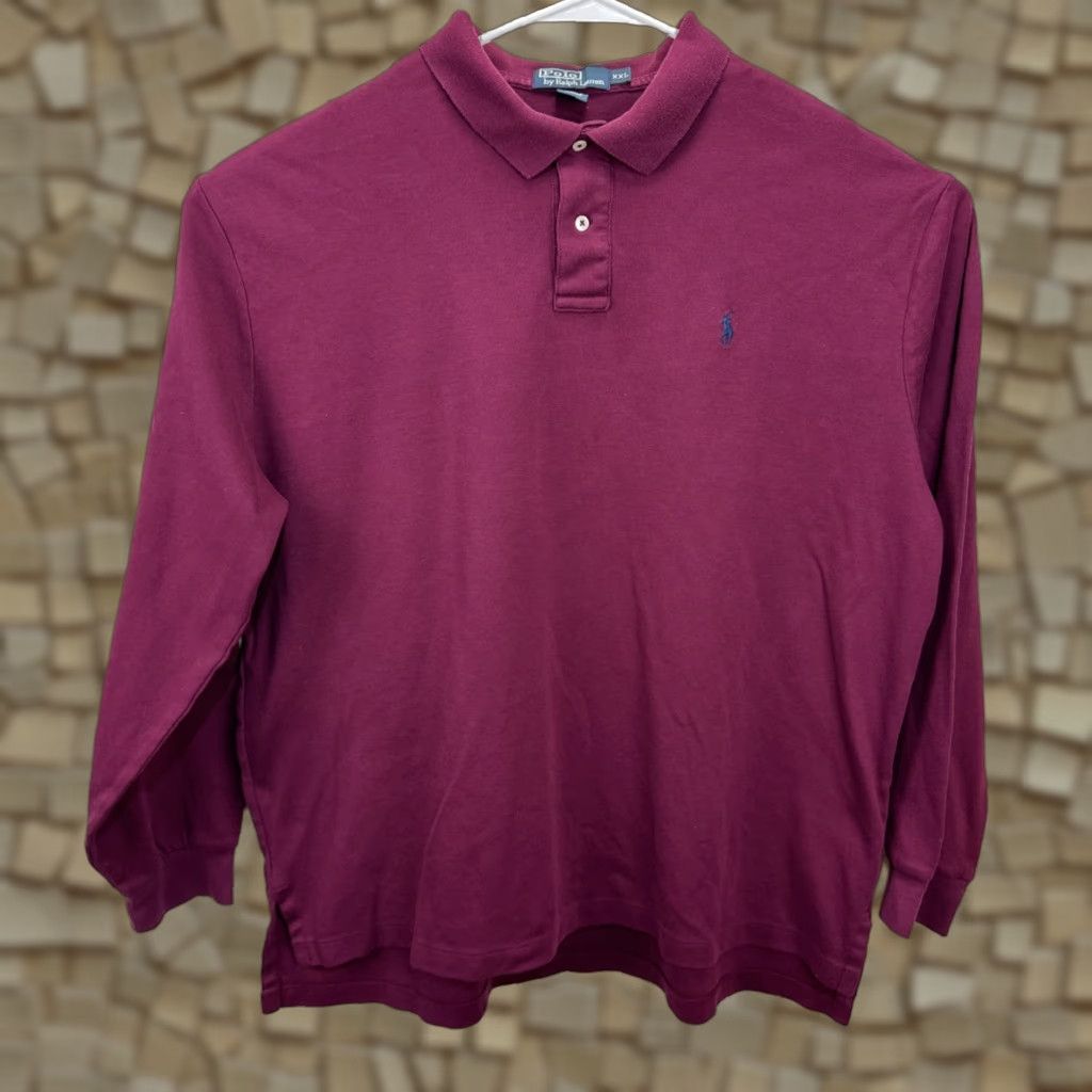 Polo Ralph Lauren Polo Ralph Lauren Polo Shirt Long Sleeve Classic Fit Burgundy 2XL Men Regular Size Red Pony Logo Casual 90s Theme Not Applicable Size US XXL / EU 58 / 5 - 1 Thumbnail