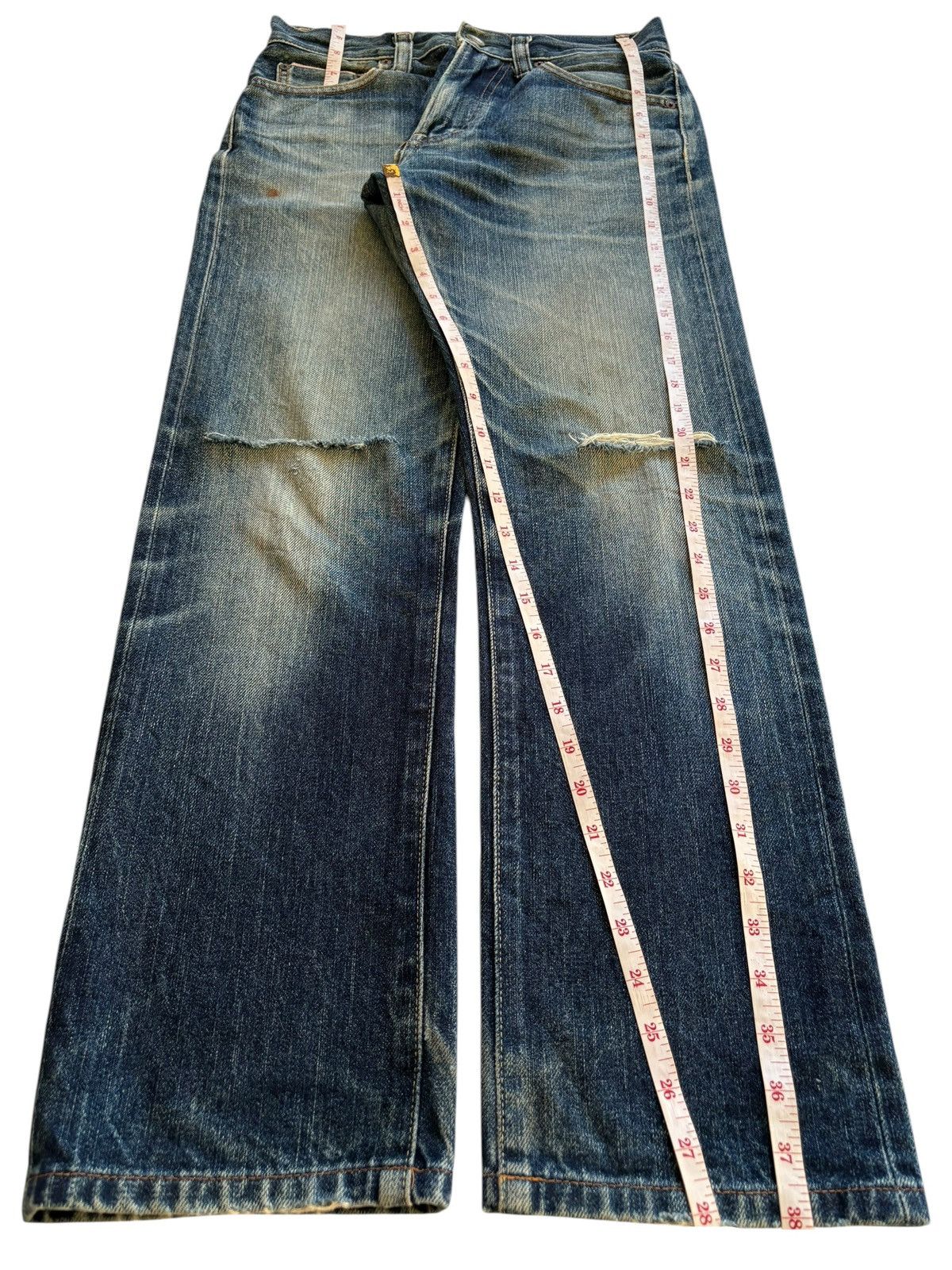Uniqlo Vintage Uniqlo Selvedge Rusty Mud Wash Ripped Jeans Size US 28 / EU 44 - 15 Thumbnail