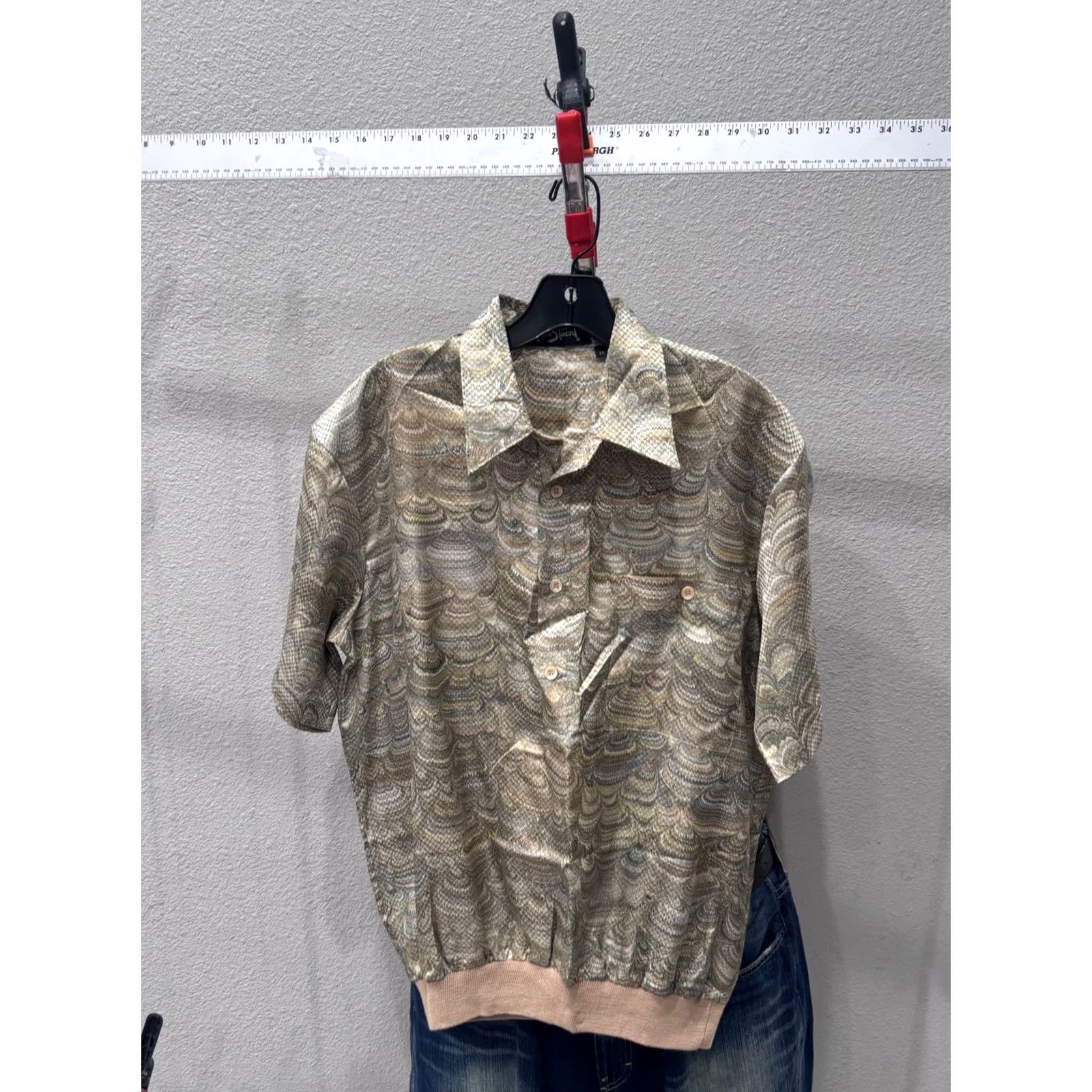 Vintage Alan Stuart POLO SHIRT Retro Banded Paisley Satin Medium M Mens Size US M / EU 48-50 / 2 - 2 Thumbnail