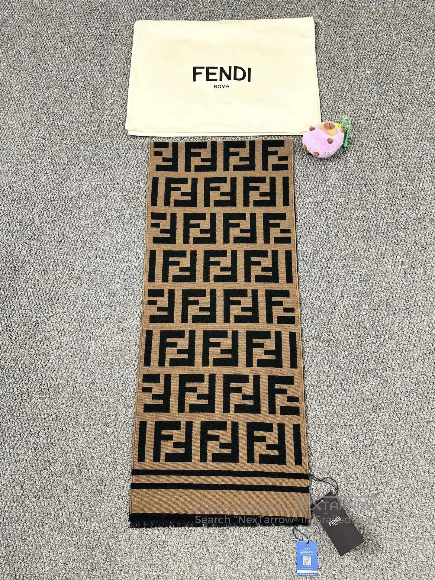 Fendi FENDI Classic Brown Monogrammed Old Logo Scarf| Size ONE SIZE - 2 Thumbnail