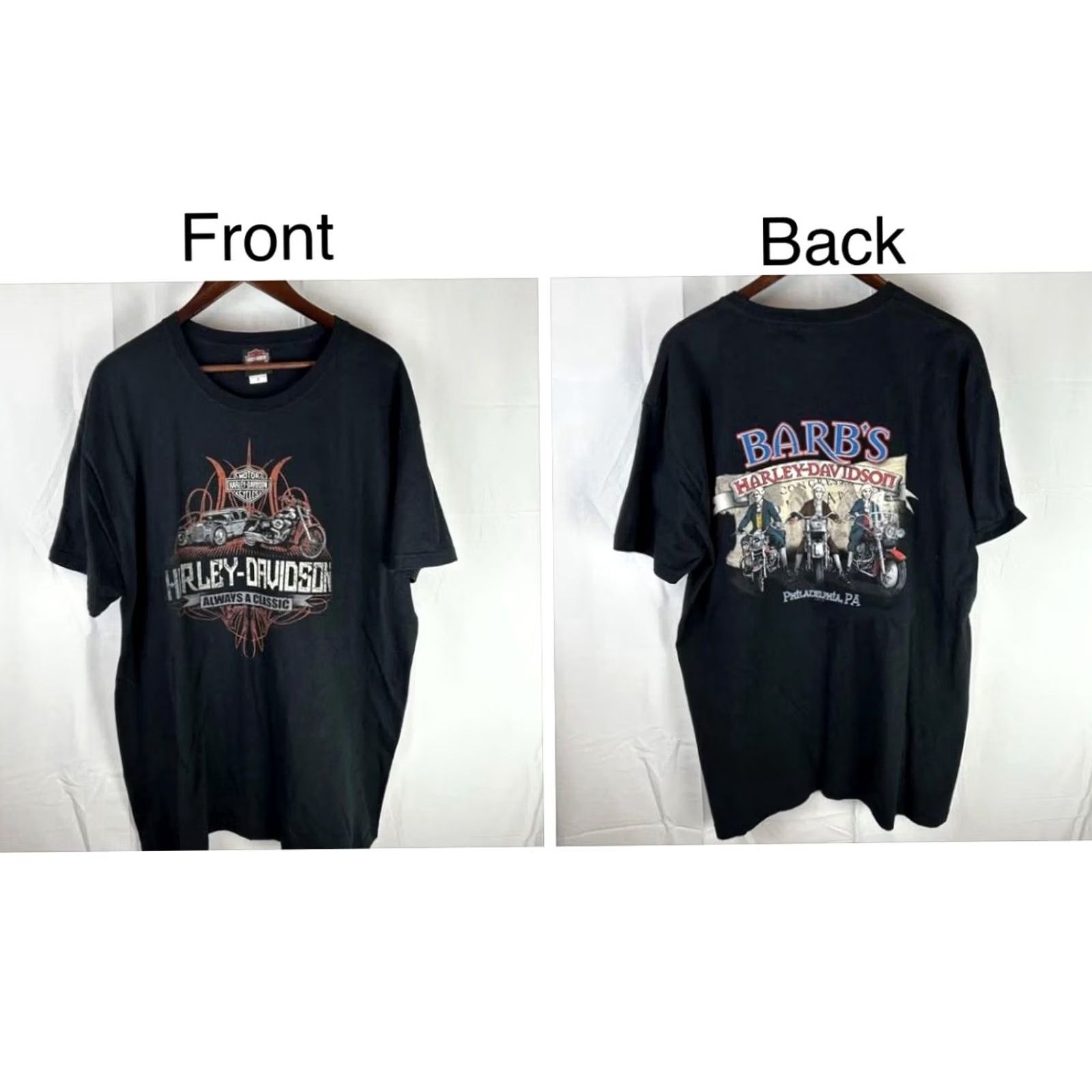 Harley Davidson Harley-Davidson T-Shirt XL Black Crew Neck Short Sleeve Logo Biker Motorcycle 2011 Barb’s Philadelphia Men Size US XL / EU 56 / 4 - 2 Thumbnail