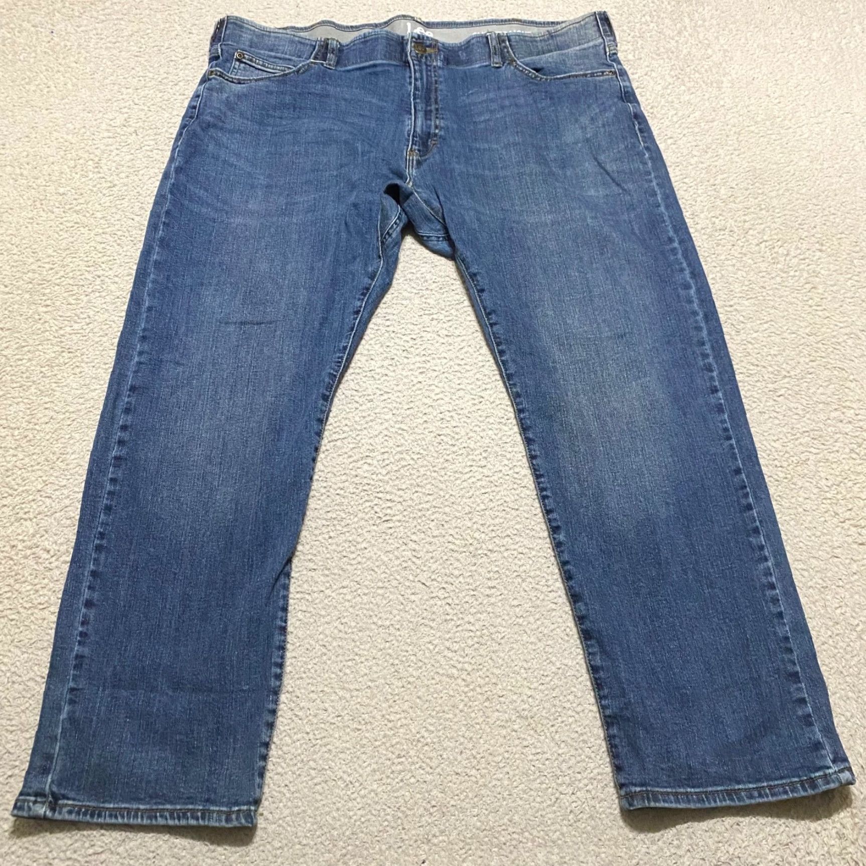 Lee Lee Jeans Slim Straight Jeans Mens 40 Blue Denim Medium Wash 5-Pocket Design Slim Fit Mid Rise Flex Waist 40x?? Inseam 27?" Size US 40 / EU 56 - 2 Thumbnail