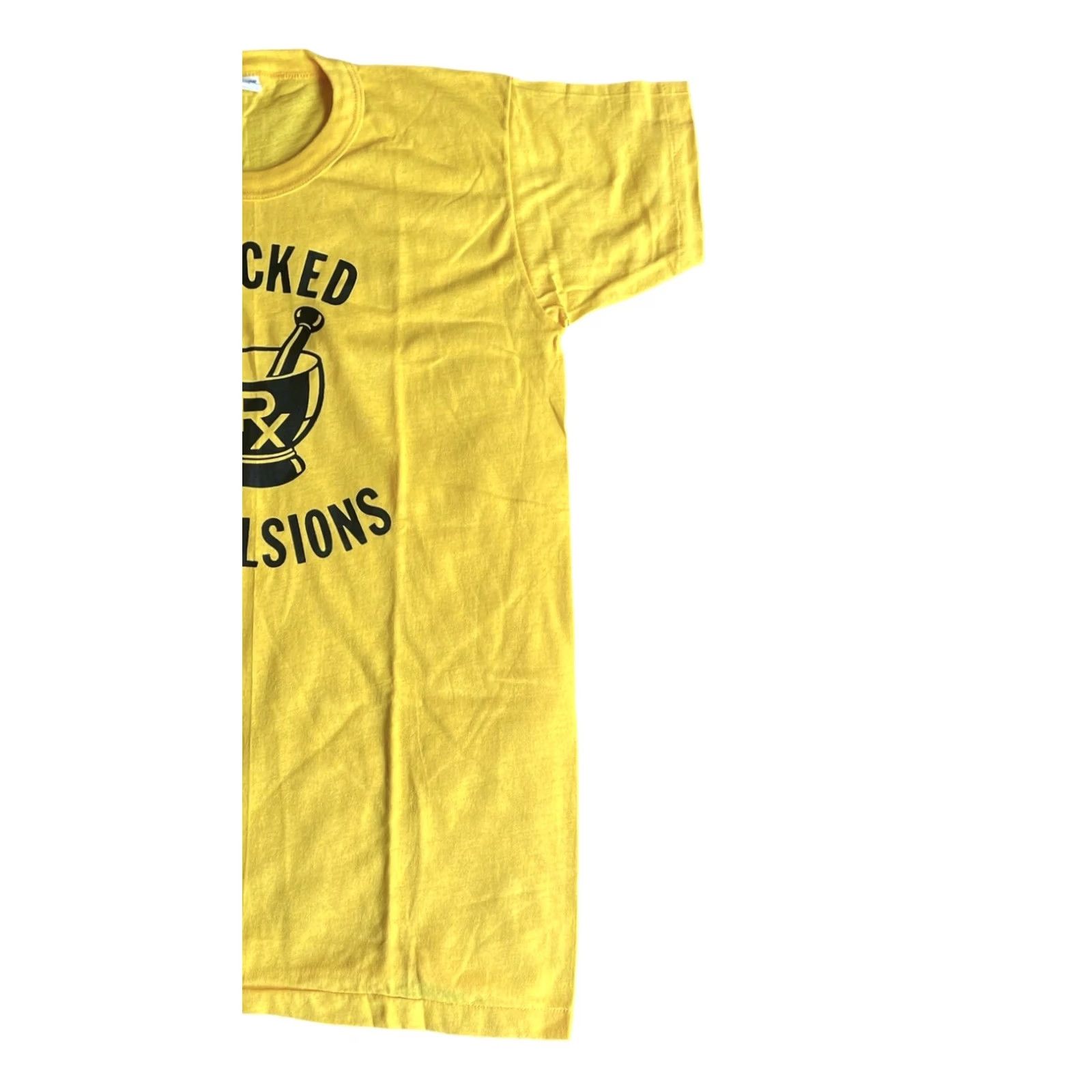 Vintage VTG Single Stitch Shirt Women Yellow Cracked Emulsions 1980s L Large 18in Cotton Blend Graphic Casual Size L / US 10 / IT 46 - 3 Thumbnail