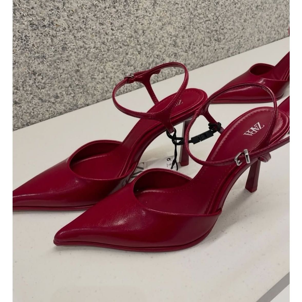 Zara ZARA Cherry Red Slingback Heels Pointed Toe Pumps NWT Size US 7.5 / IT 37.5 - 19 Thumbnail